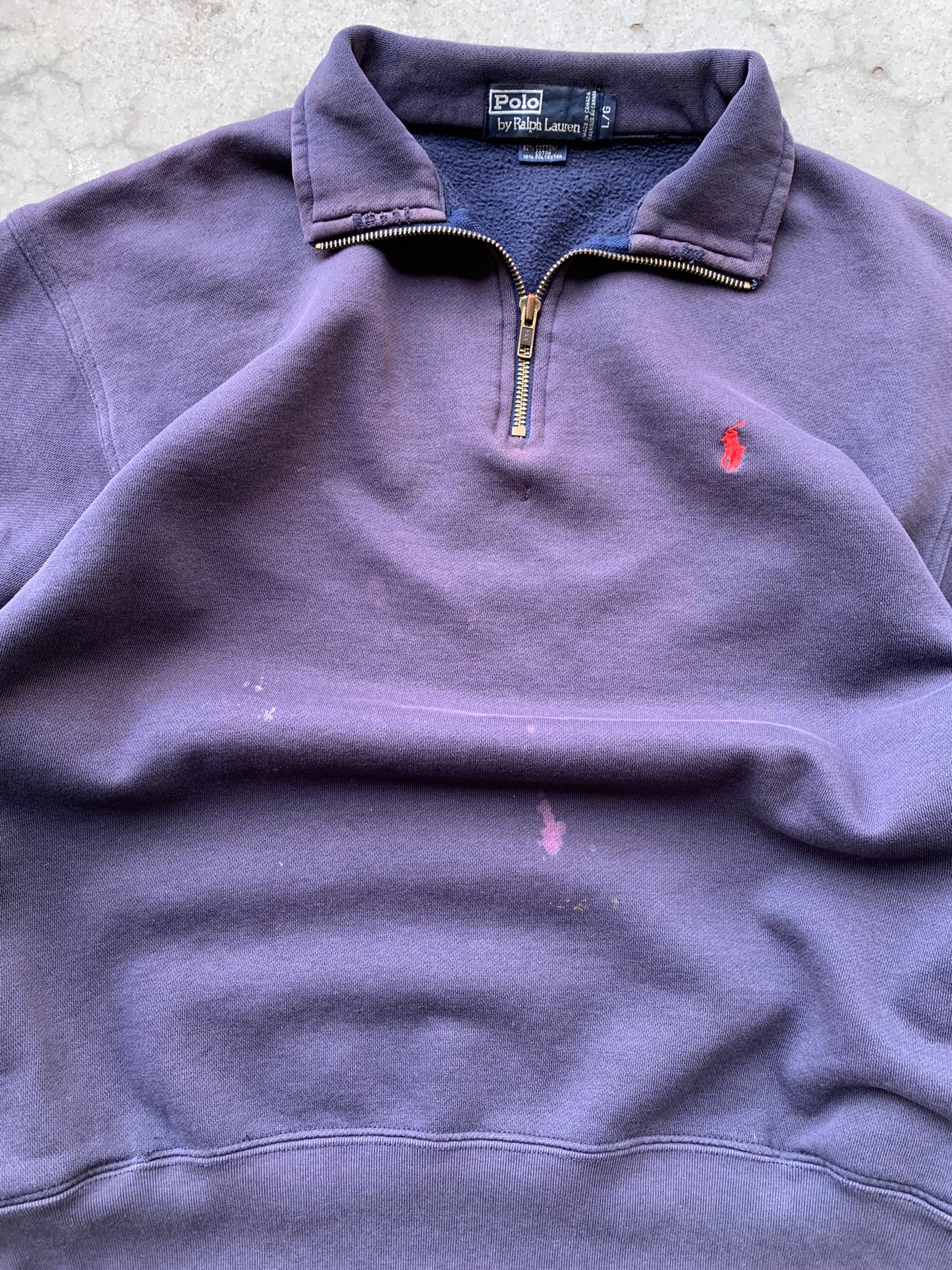 (M) Sunfaded Distressed Polo Quarter Zip