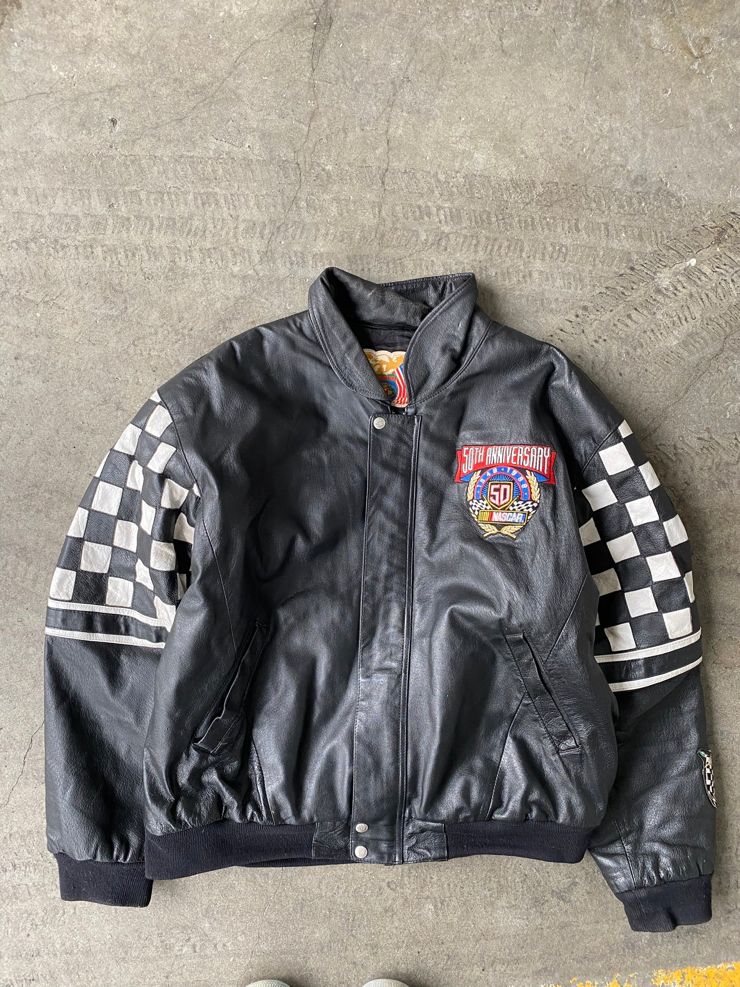 (XL) 90’s Jeff Hamilton 50 Year Anniversary Leather Racing Jacket