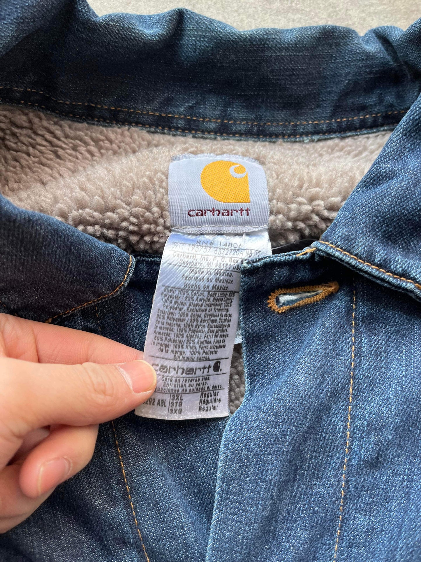 (2X/3x) Carhartt Fleece Lined Denim Jkt