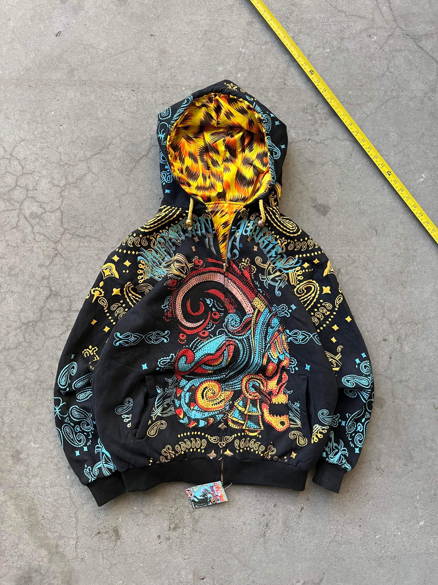 (L/XL) BNWT Bedazzled Christian Audigier Hoodie Reversible