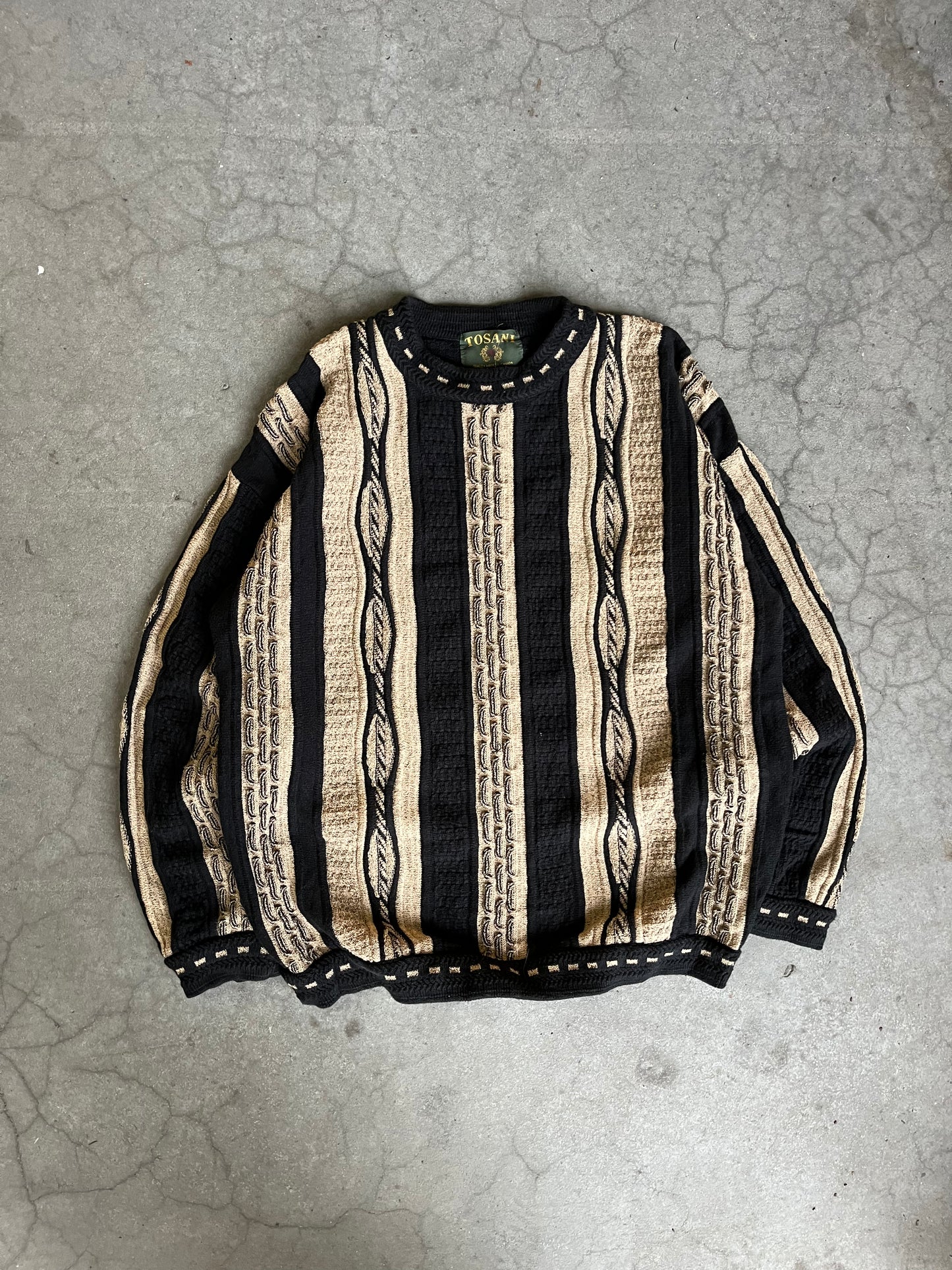 (M) 90s Tosani Textured 3D Knit Brown / Black