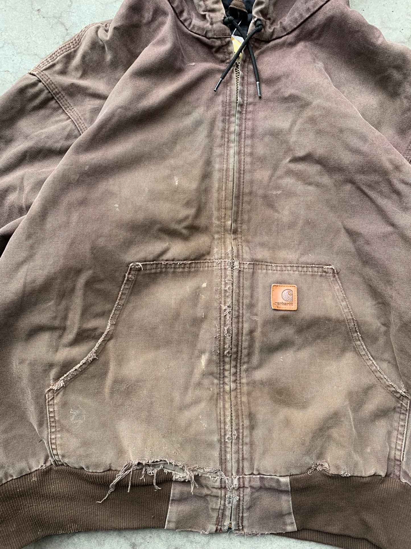 (2X) Vintage Sunfaded Carhartt Distressed Hooded Jkt