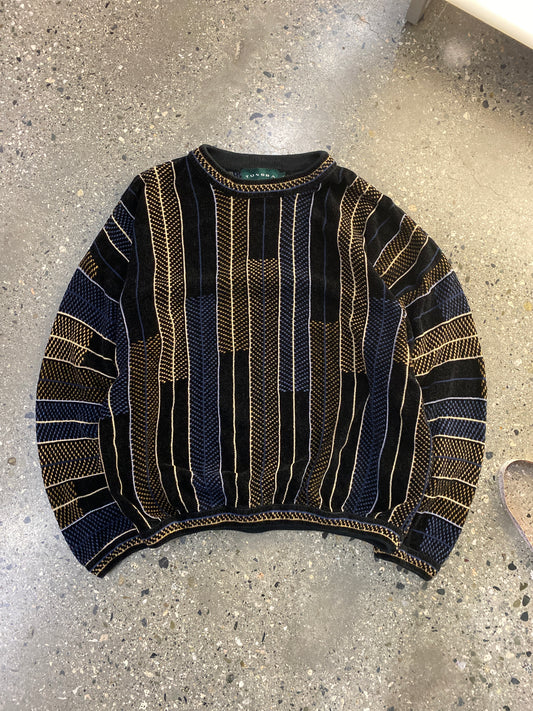 (XS/S) Tundra 3D Coogi Style Knit Blue/Brown