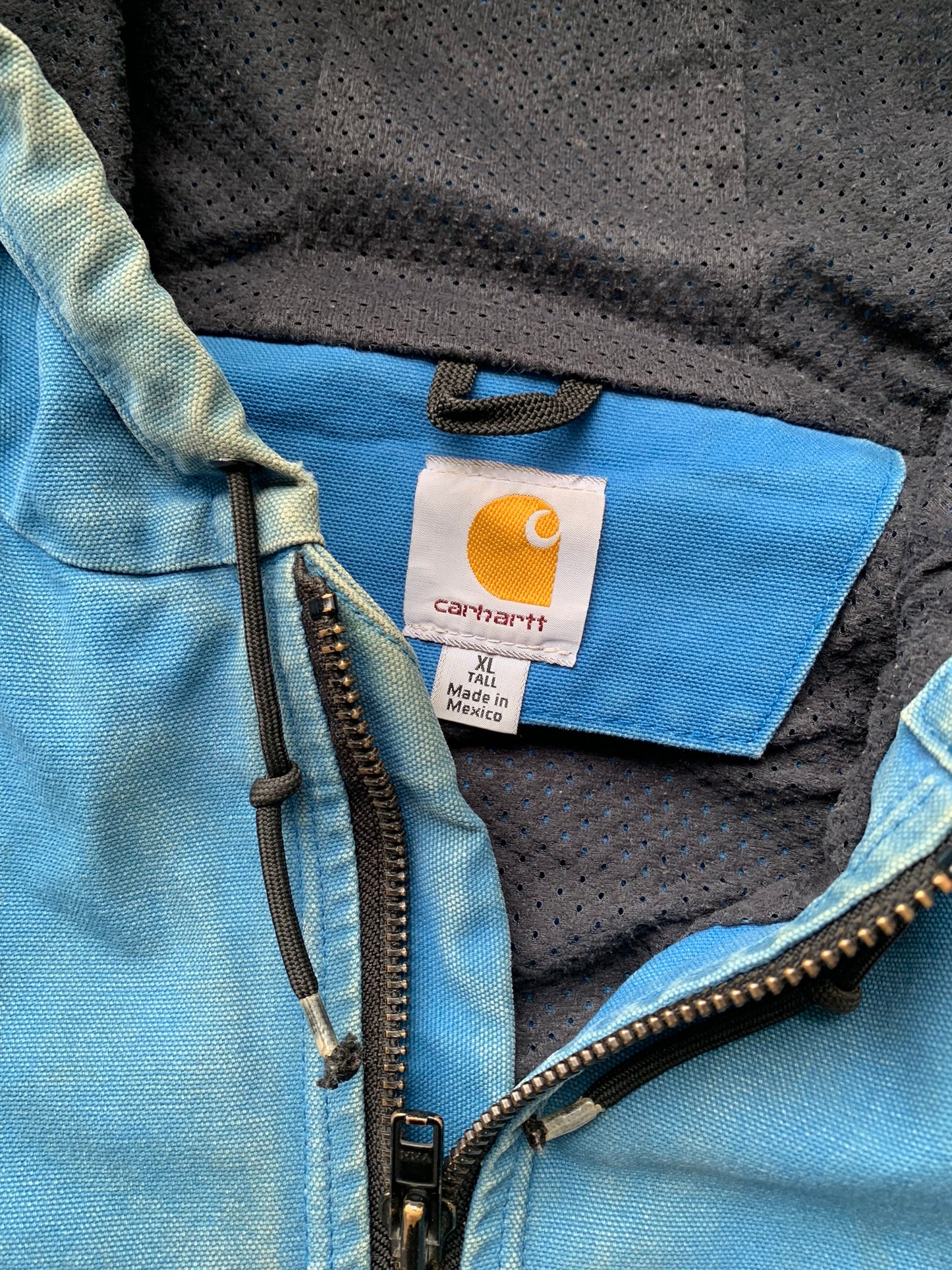 (XL/2X) Vintage Distressed Aqua Blue Carhartt Hooded