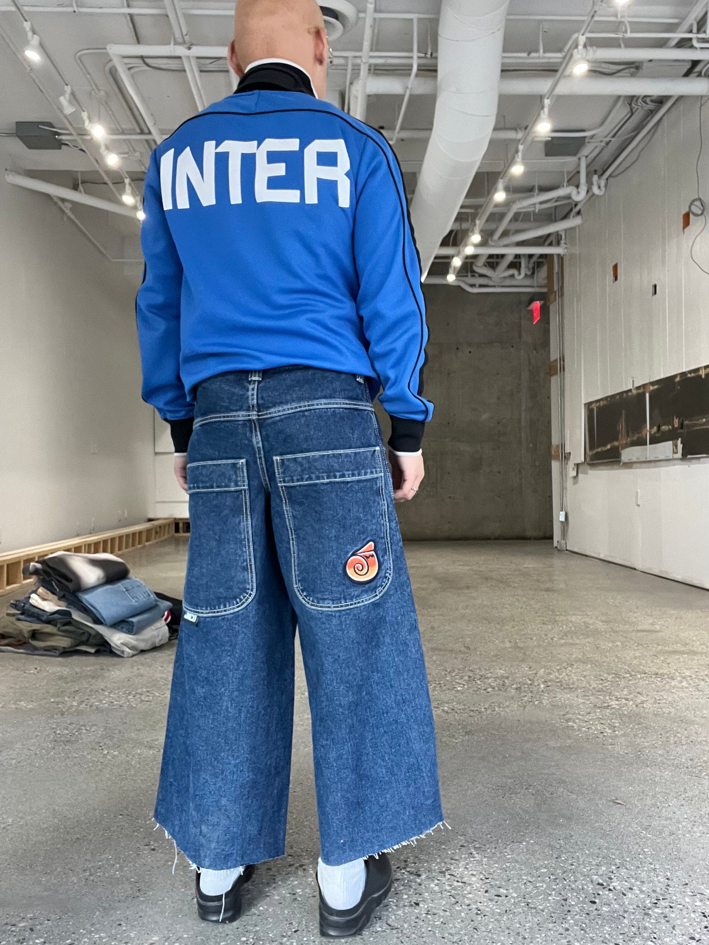 (28”) JNCO Baggy Twin Cannon Cut off Denim