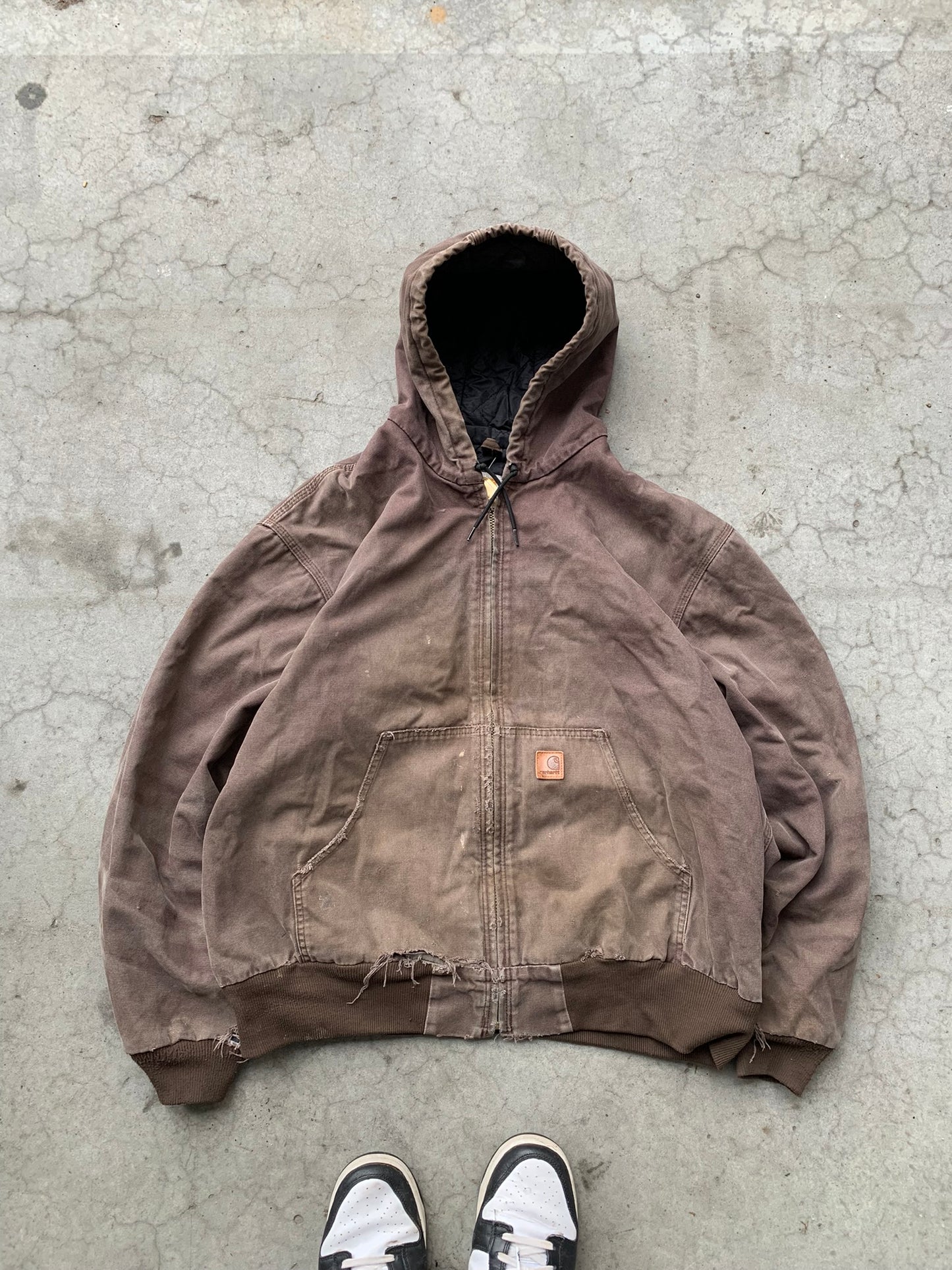 (2X) Vintage Sunfaded Carhartt Distressed Hooded Jkt