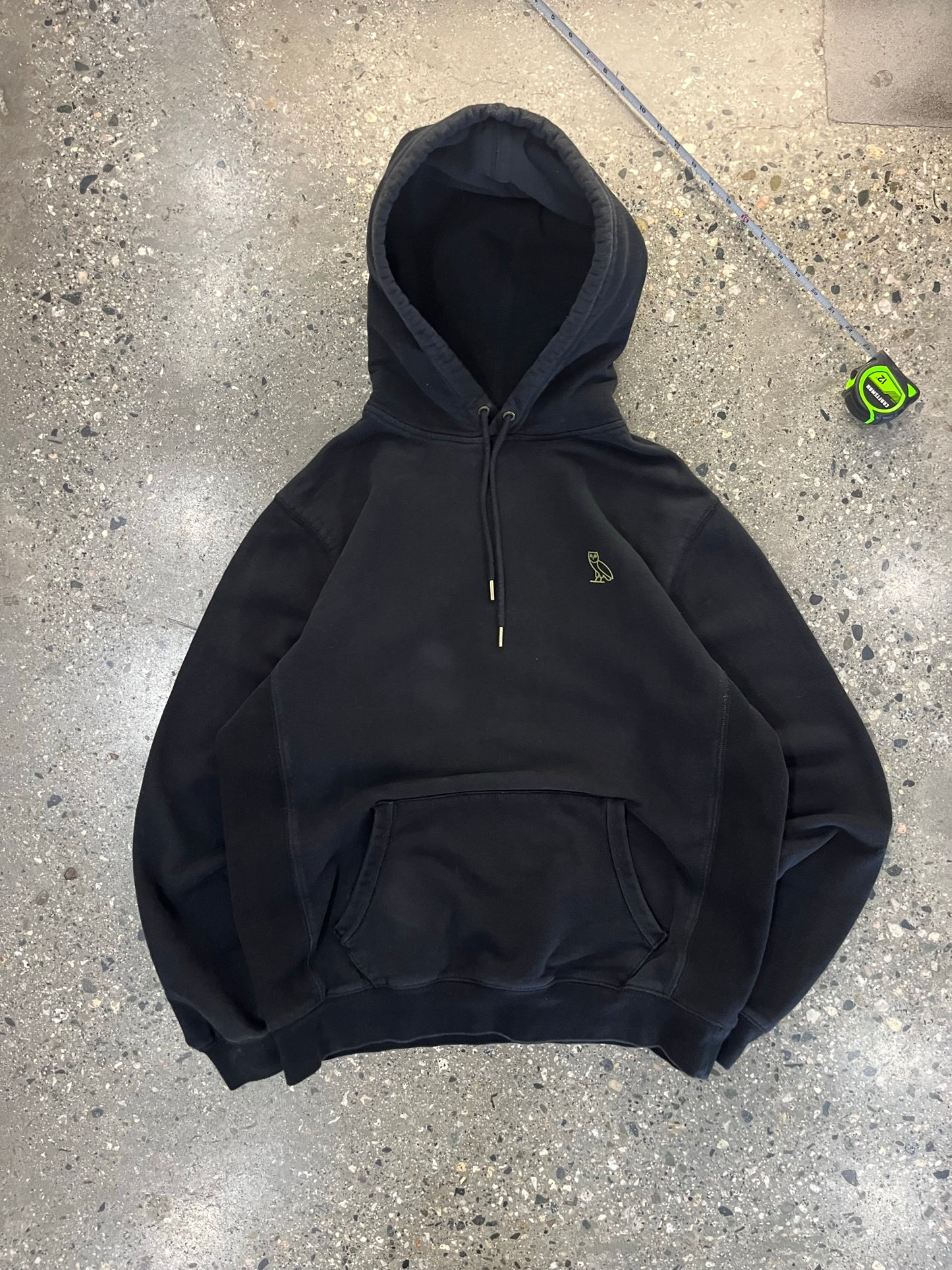 (M/L)  00's OVO Small Owl Side Logo Black Hoodie