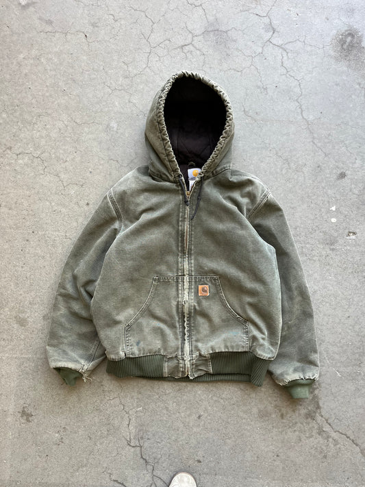 (M) 90s Carhartt Olive Sunfaded Hooded