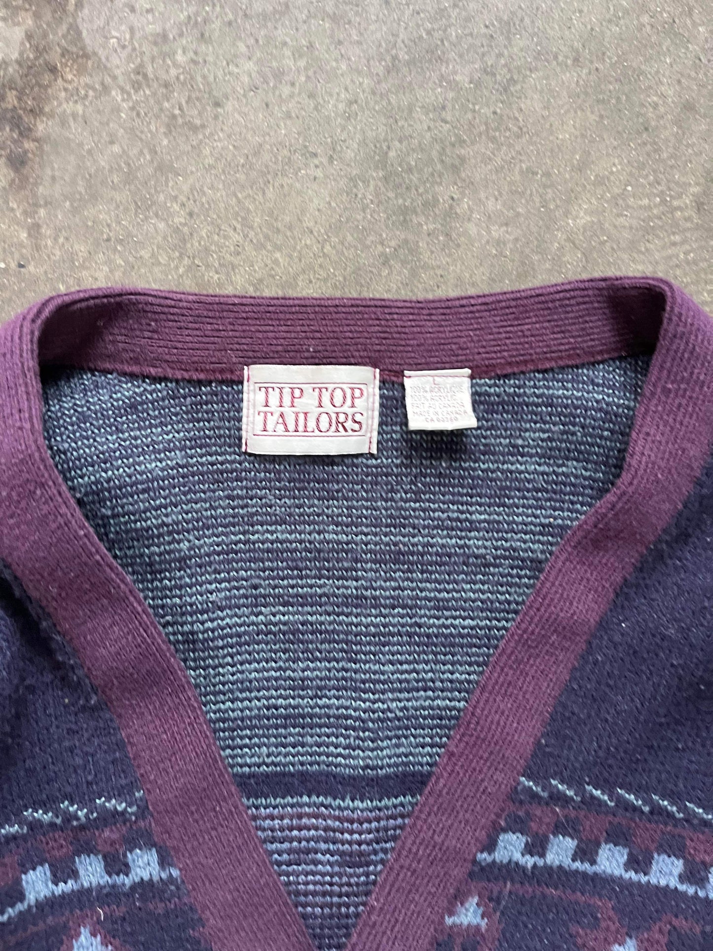 (L/XL) Vintage Pattern Cardigan Knit