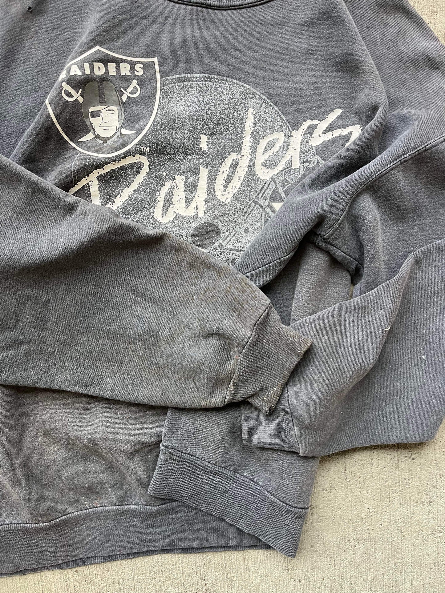 (L) 1990 Distressed Los Angeles Raiders Crewneck