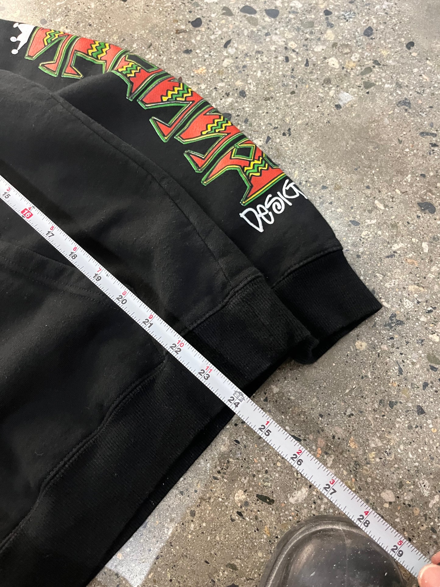 (XS) Stussy Rasta Logo Sleeve Graphic Hoodie