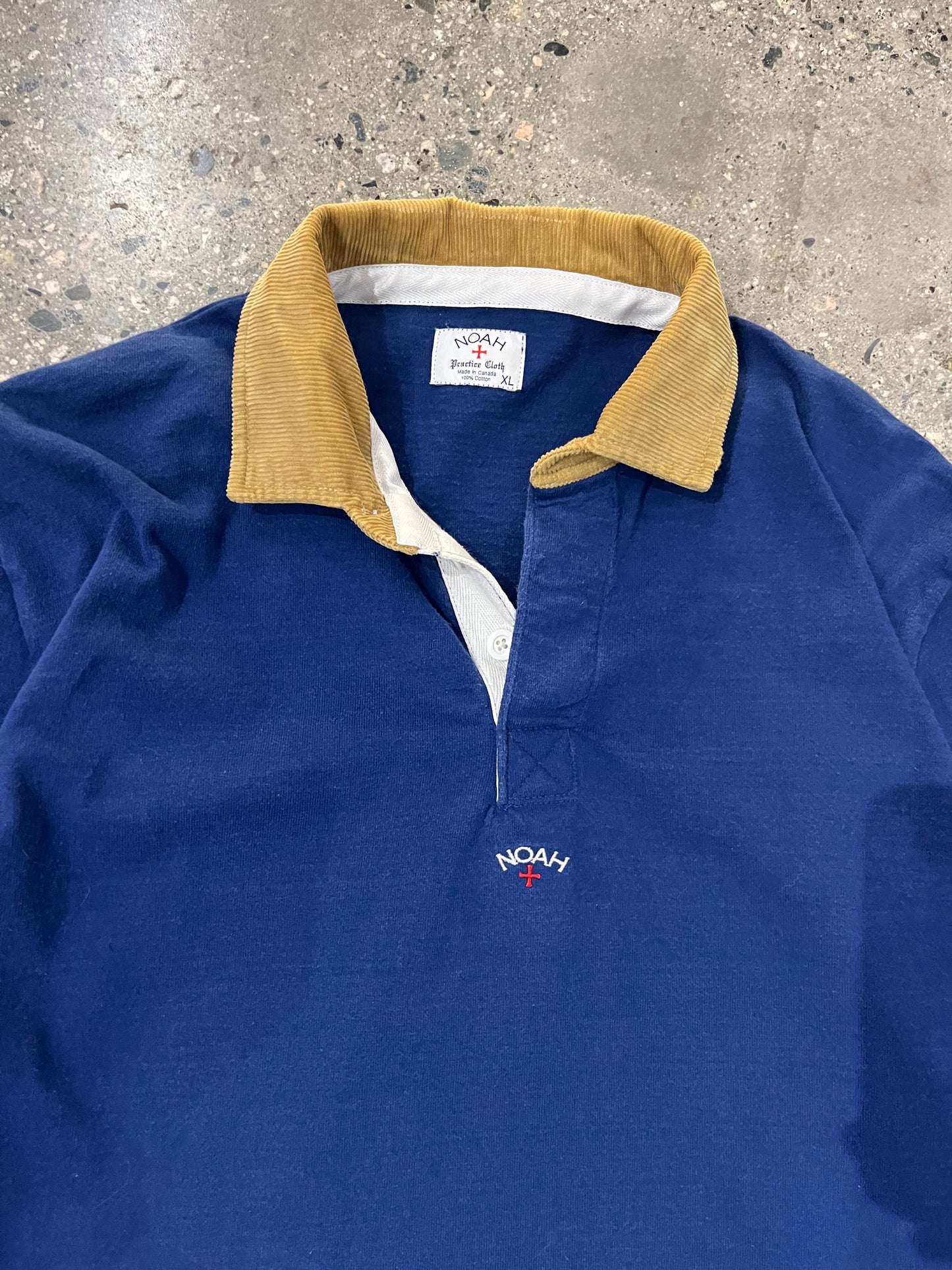 (XL) Noah Corduroy Collar Long Sleeve Polo Shirt