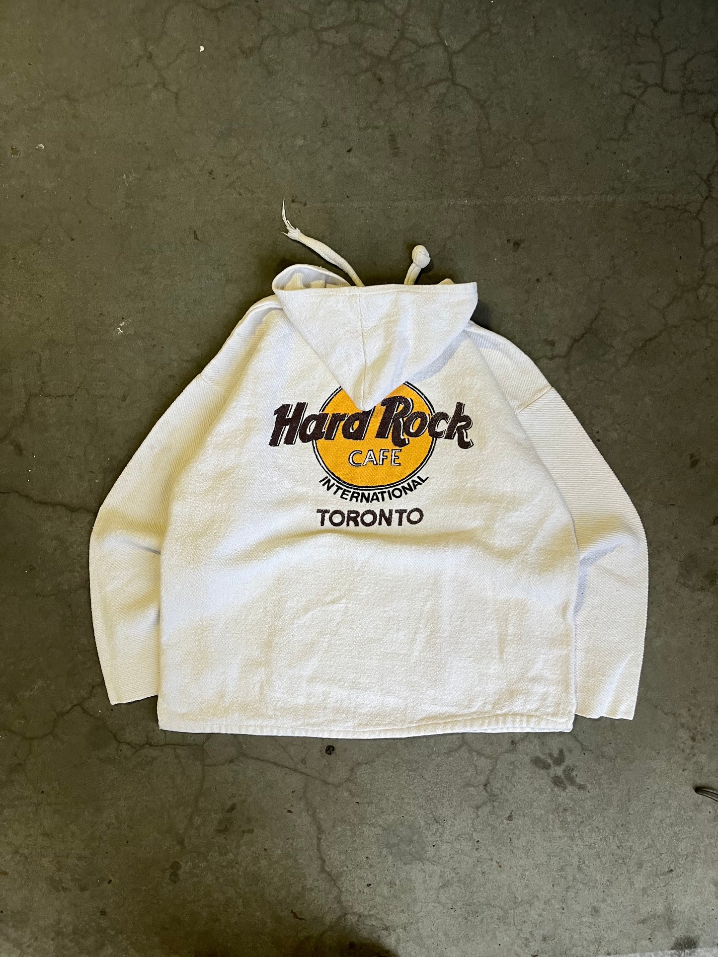(XL) 90s Toronto Hard Rock Burlap Hoodie