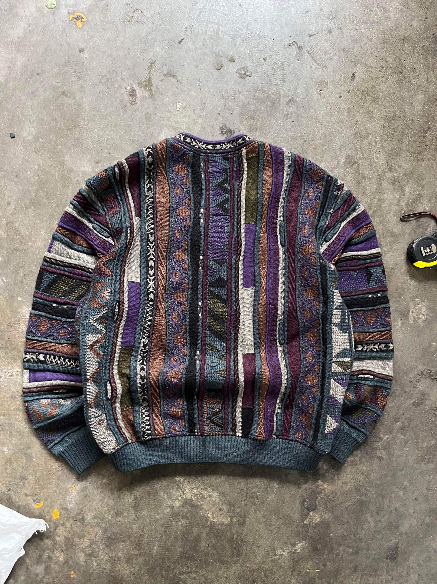 (L/XL) 90’s Tosani 3D Knit with Suede Patches