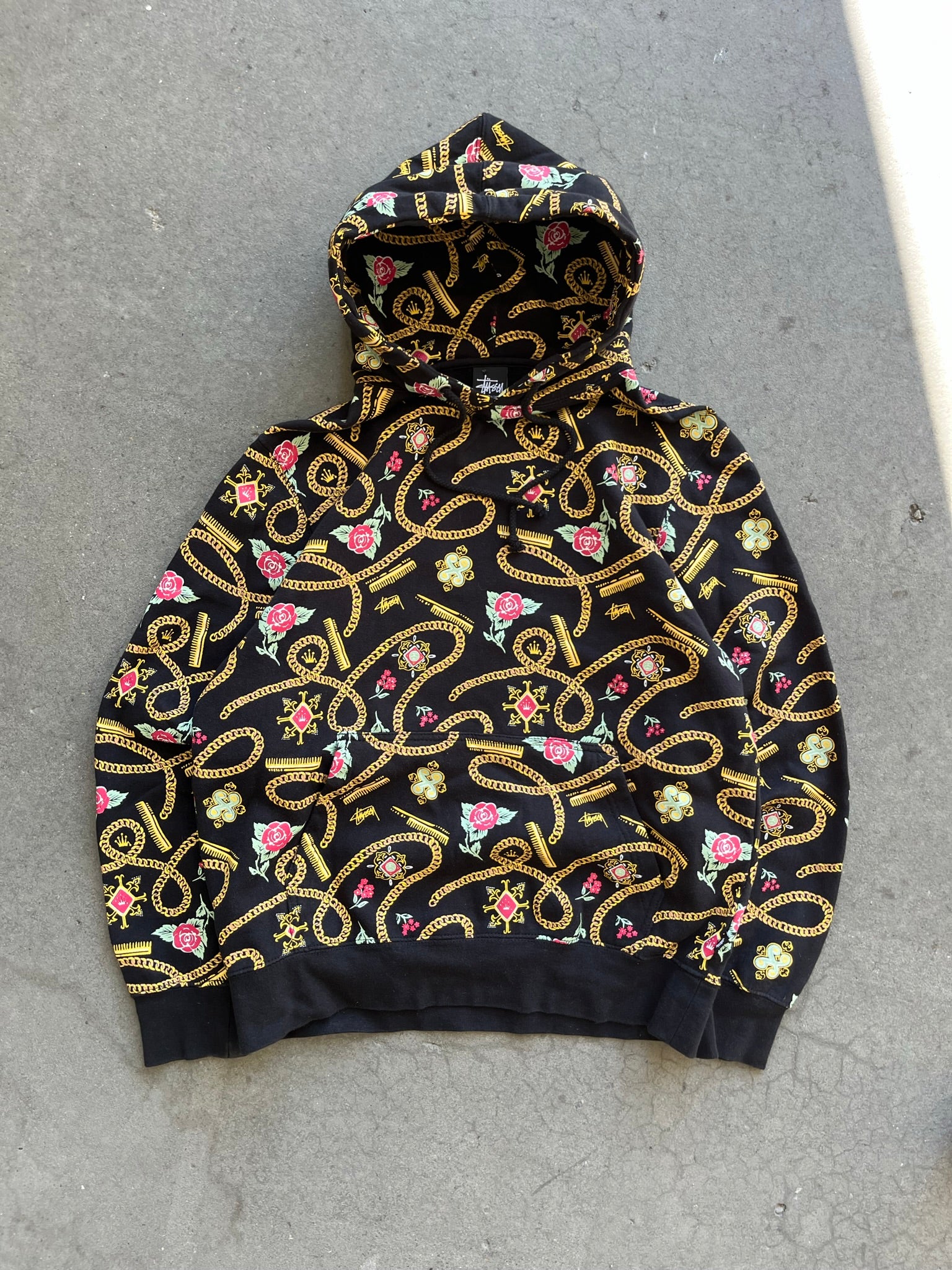 (M) 00s abstract Stüssy barber hoodie – Baldylox Thrifts