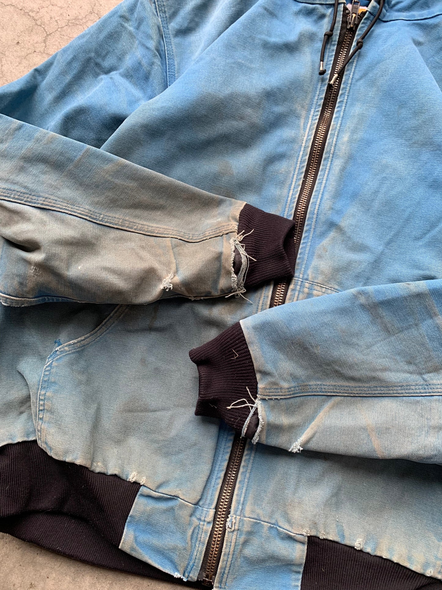 (XL/2X) Vintage Distressed Aqua Blue Carhartt Hooded
