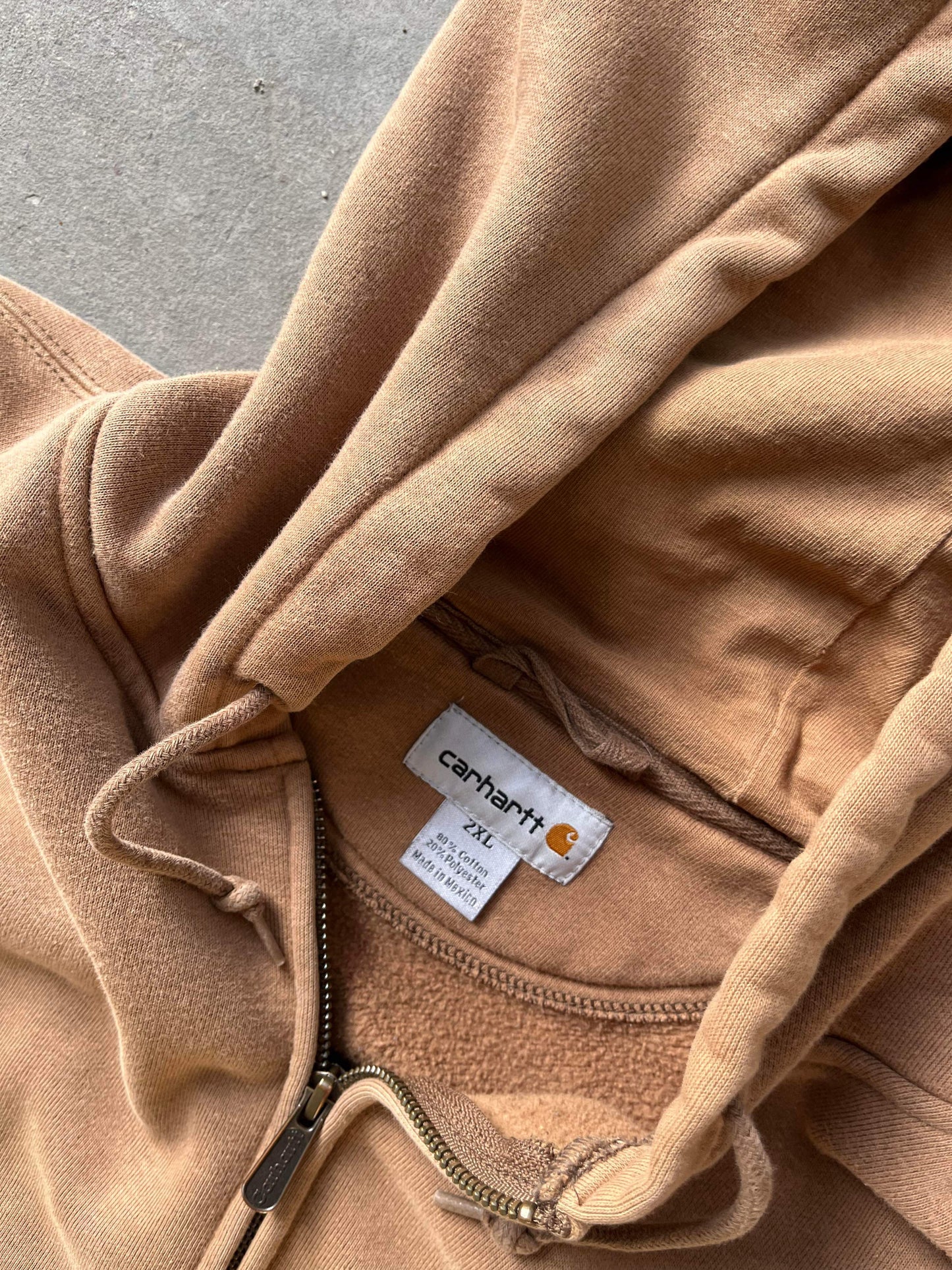 (2X) Carhartt Sand Brown Zip Up Hoodie