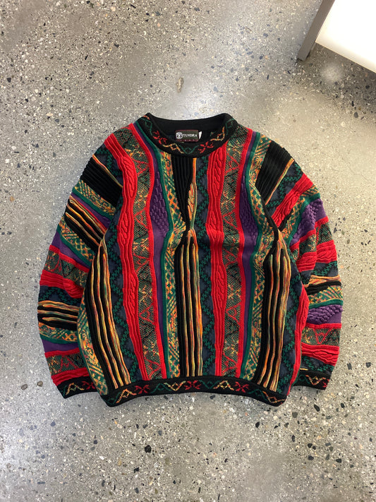 (M/L) 90s Tundra Coogi Style 3D Knit Holiday Colors