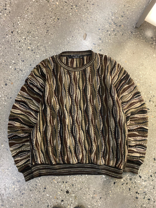 (L/XL) Protege Brown 3D Coogi Style Knit