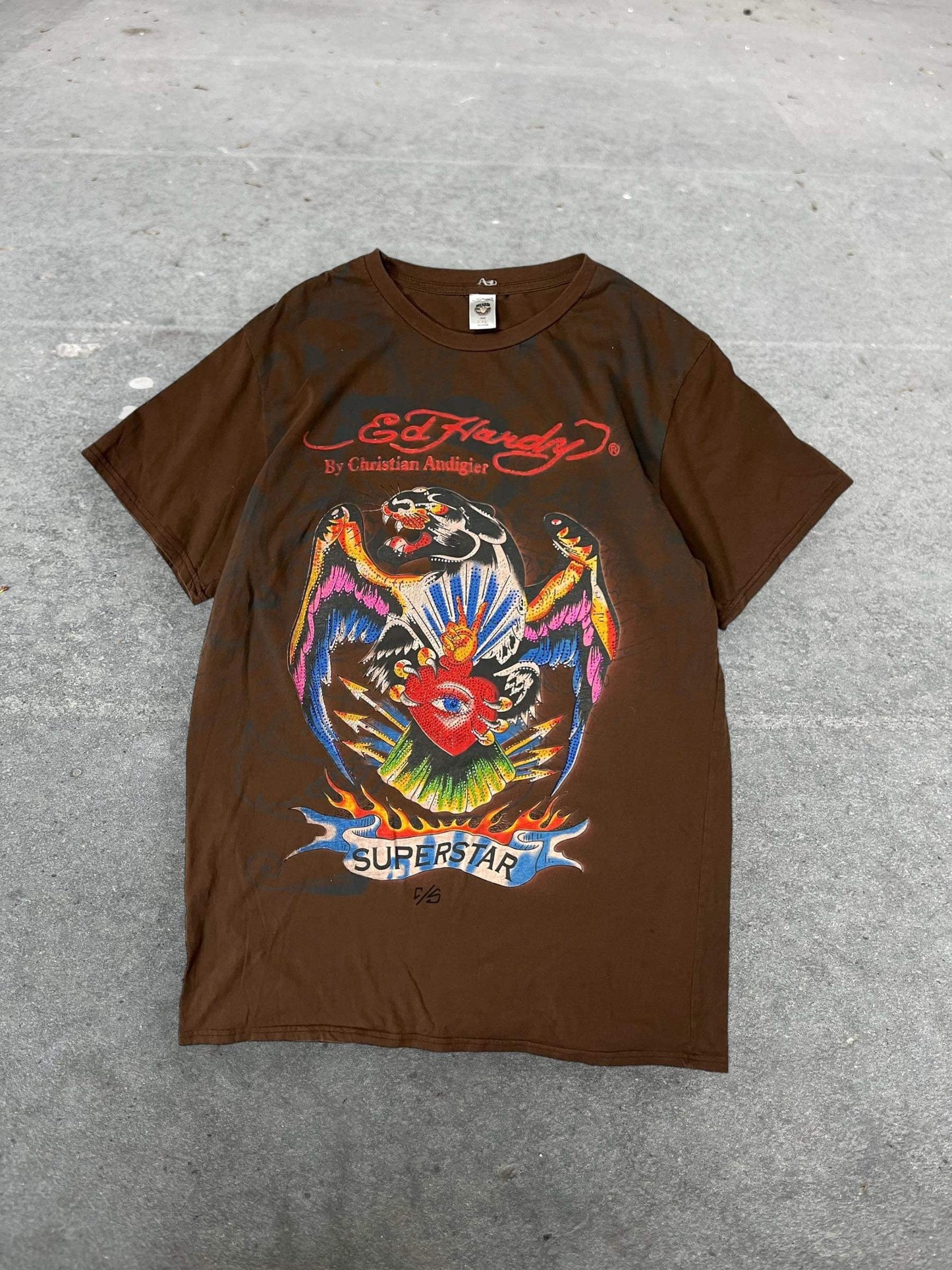 (2X) Ed Hardy Brown Superstar Tee