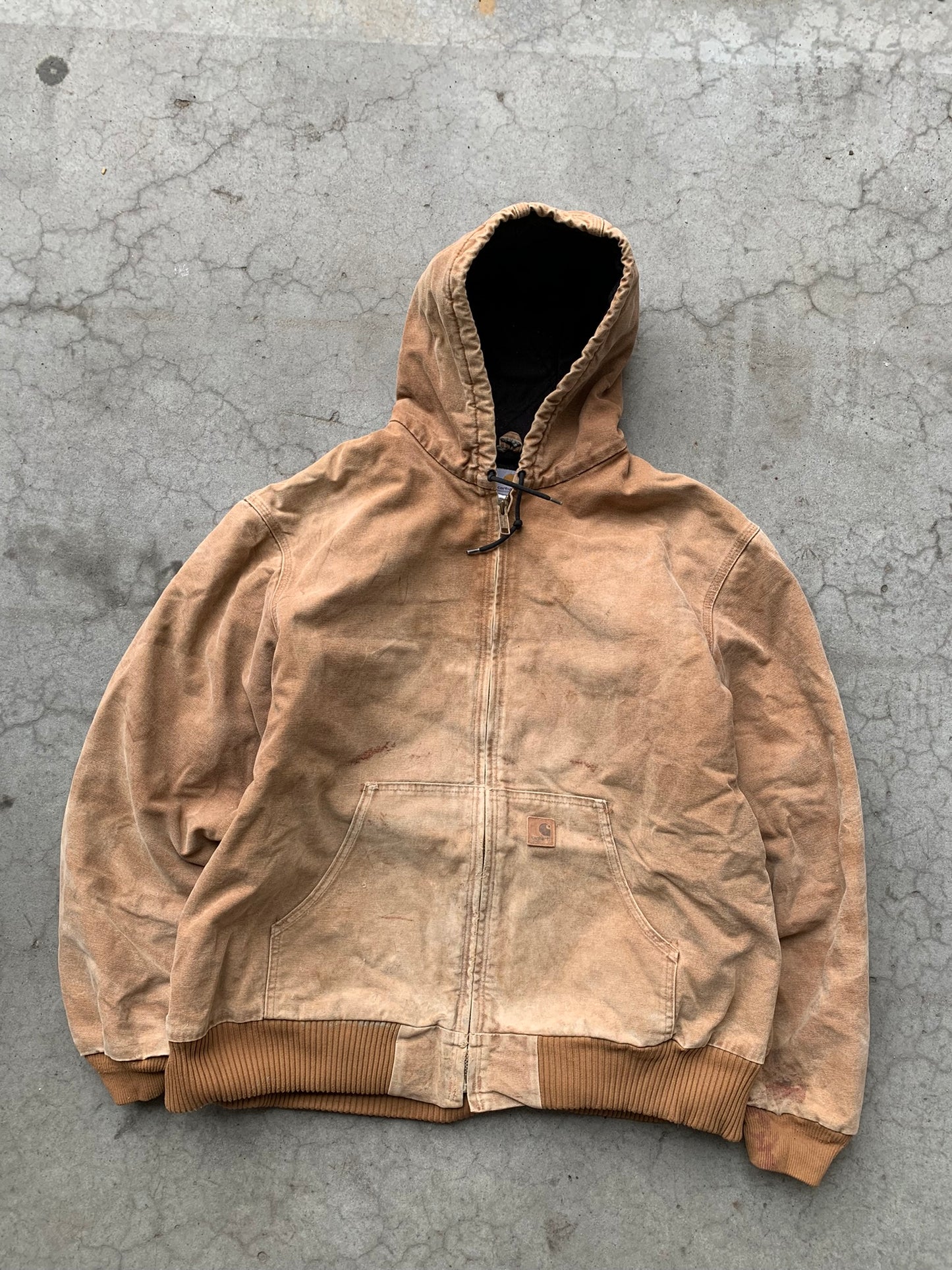 (2X) Sunfaded Tan Carhartt Hooded Jkt