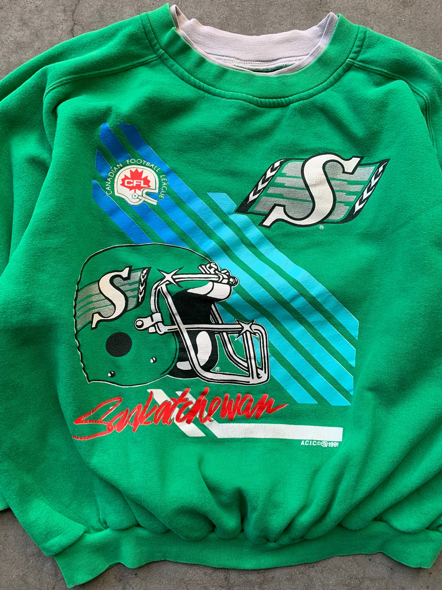 (M/L) 1991 Saskatchewan Roughriders CFL Crew