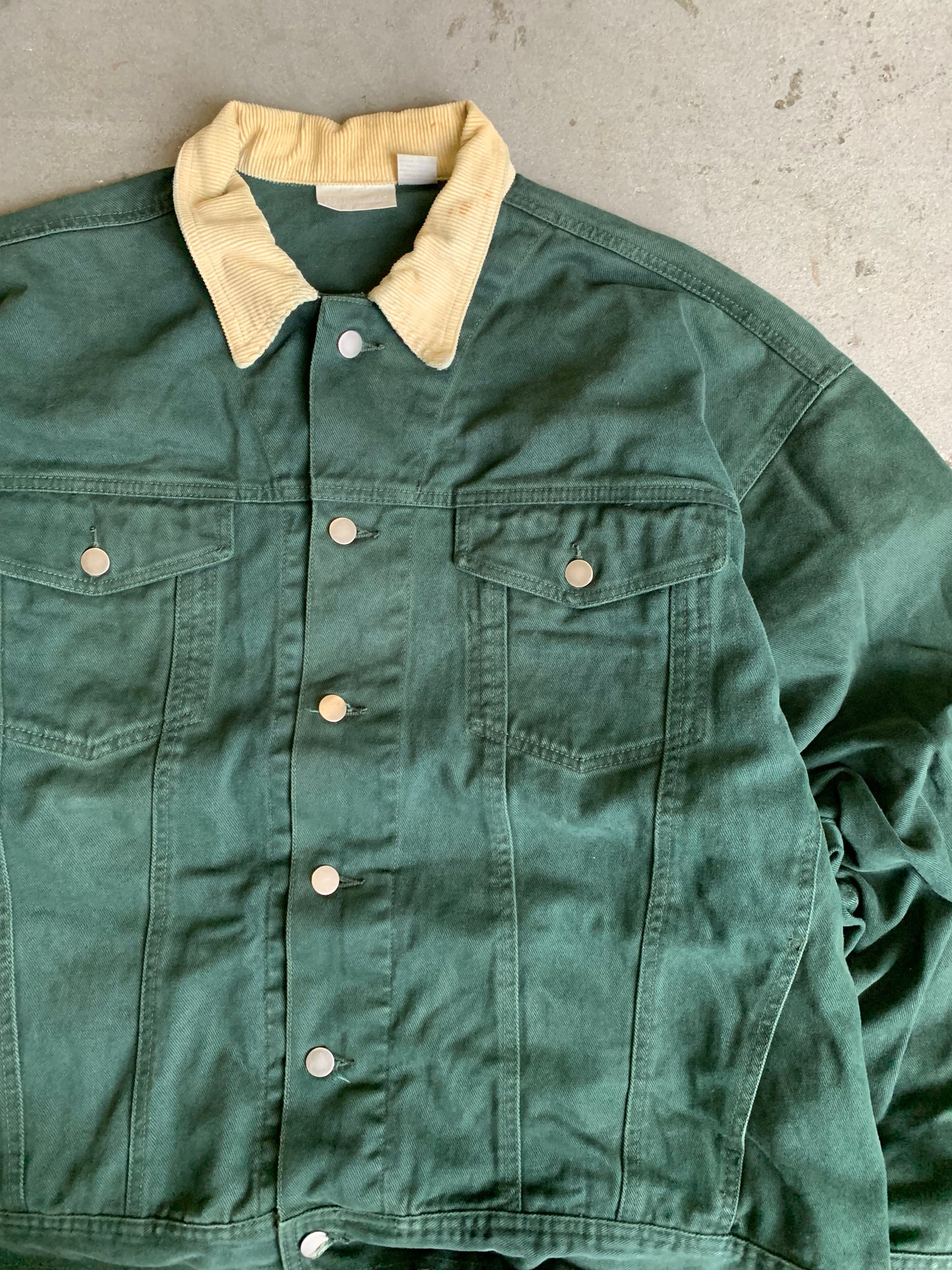 (4X) Vintage Forest Green Denim Jacket