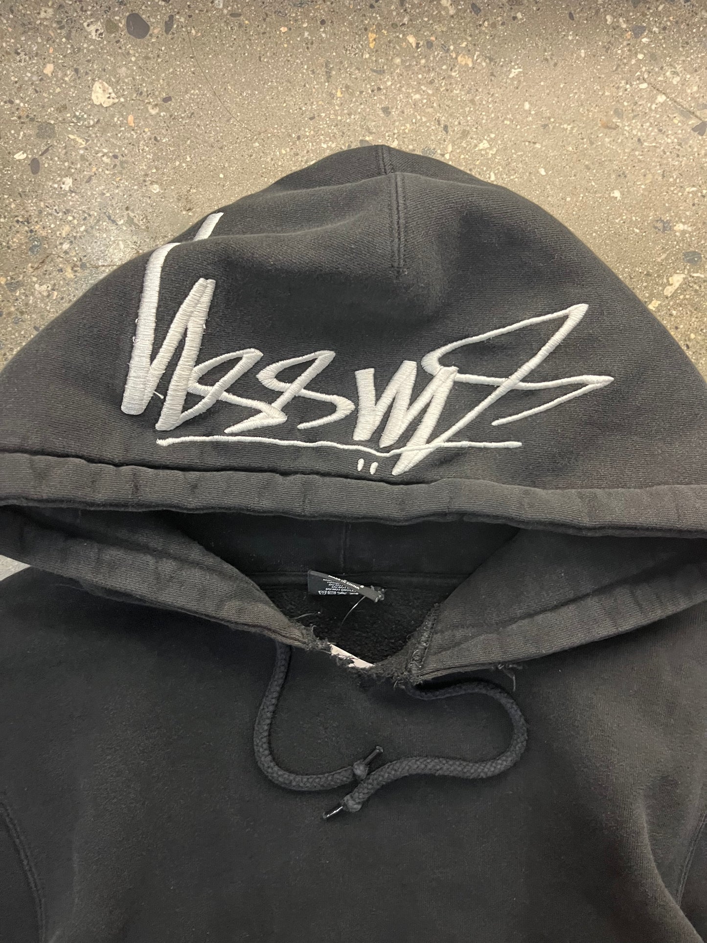 (L) Stussy Script Logo Hood Patch Hoodie