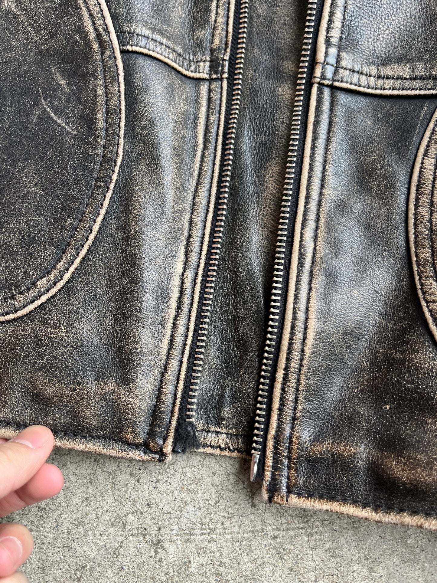 (XL) 1998 Harley Sunfaded Leather JKT