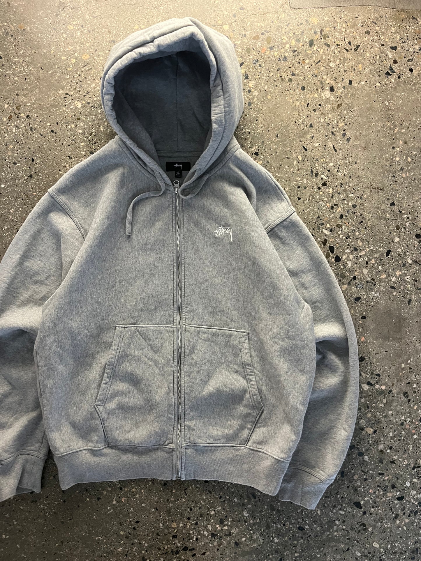 (XL) Stussy Classic Script Side Patch Zip-Up Hoodie