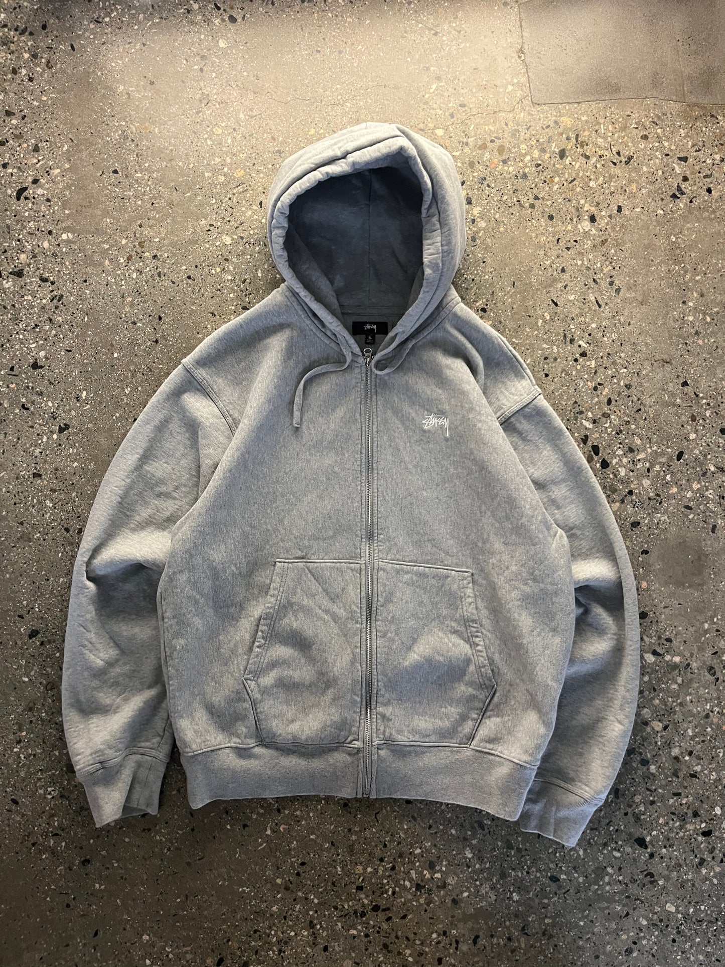 (XL) Stussy Classic Script Side Patch Zip-Up Hoodie