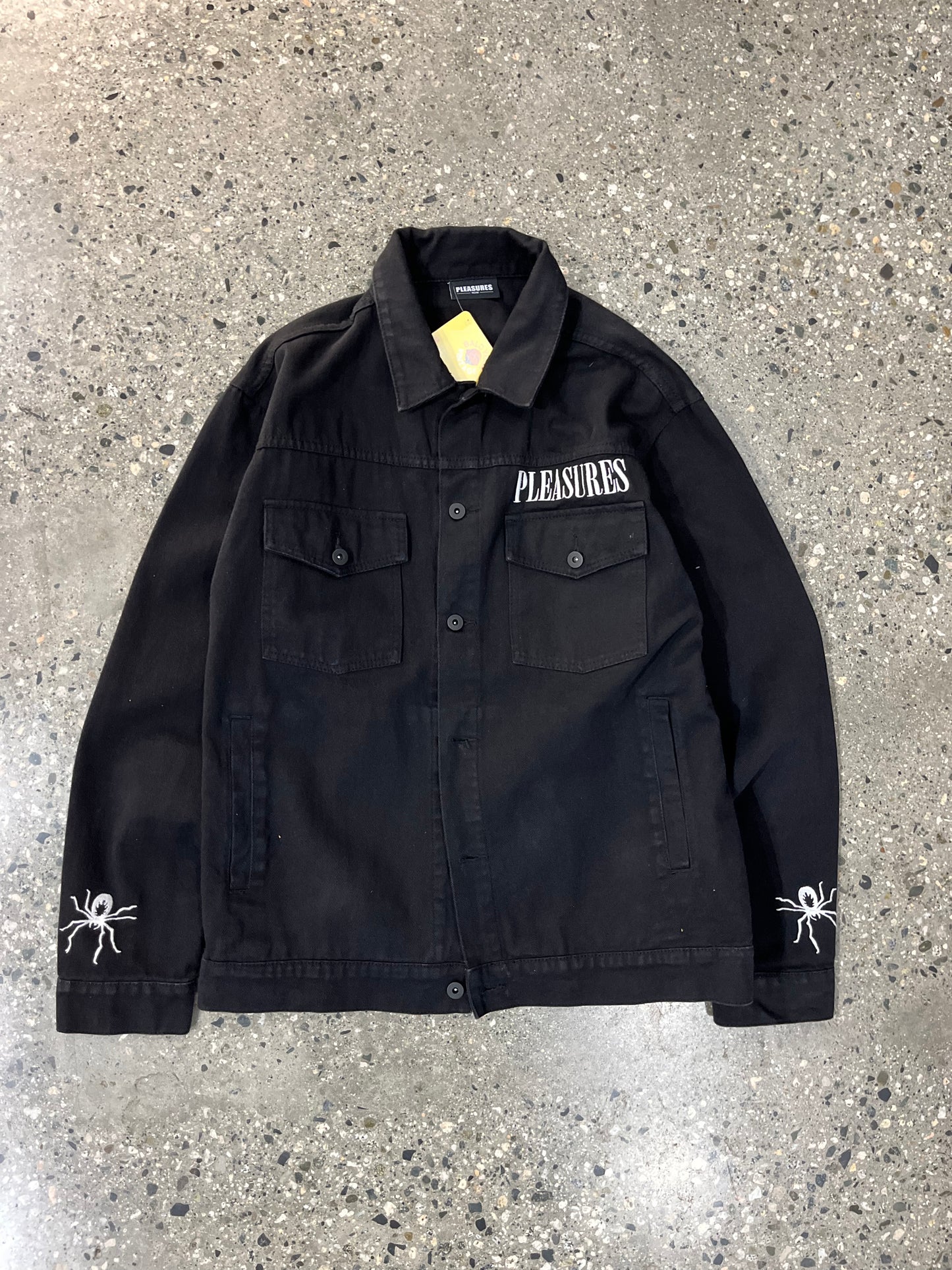 (L) 00's Pleasures web Black Denim Jacket