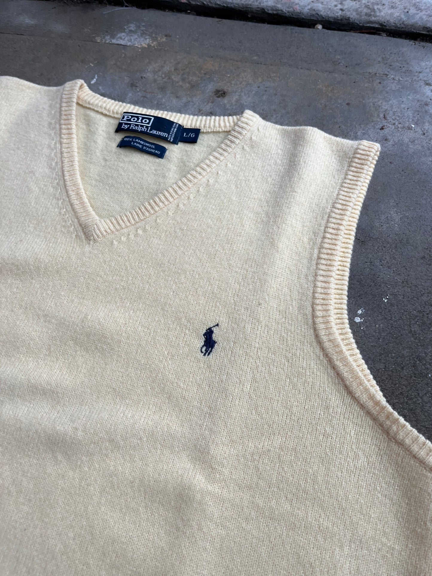 (L) 1990s Yellow Polo Lambswool Vest