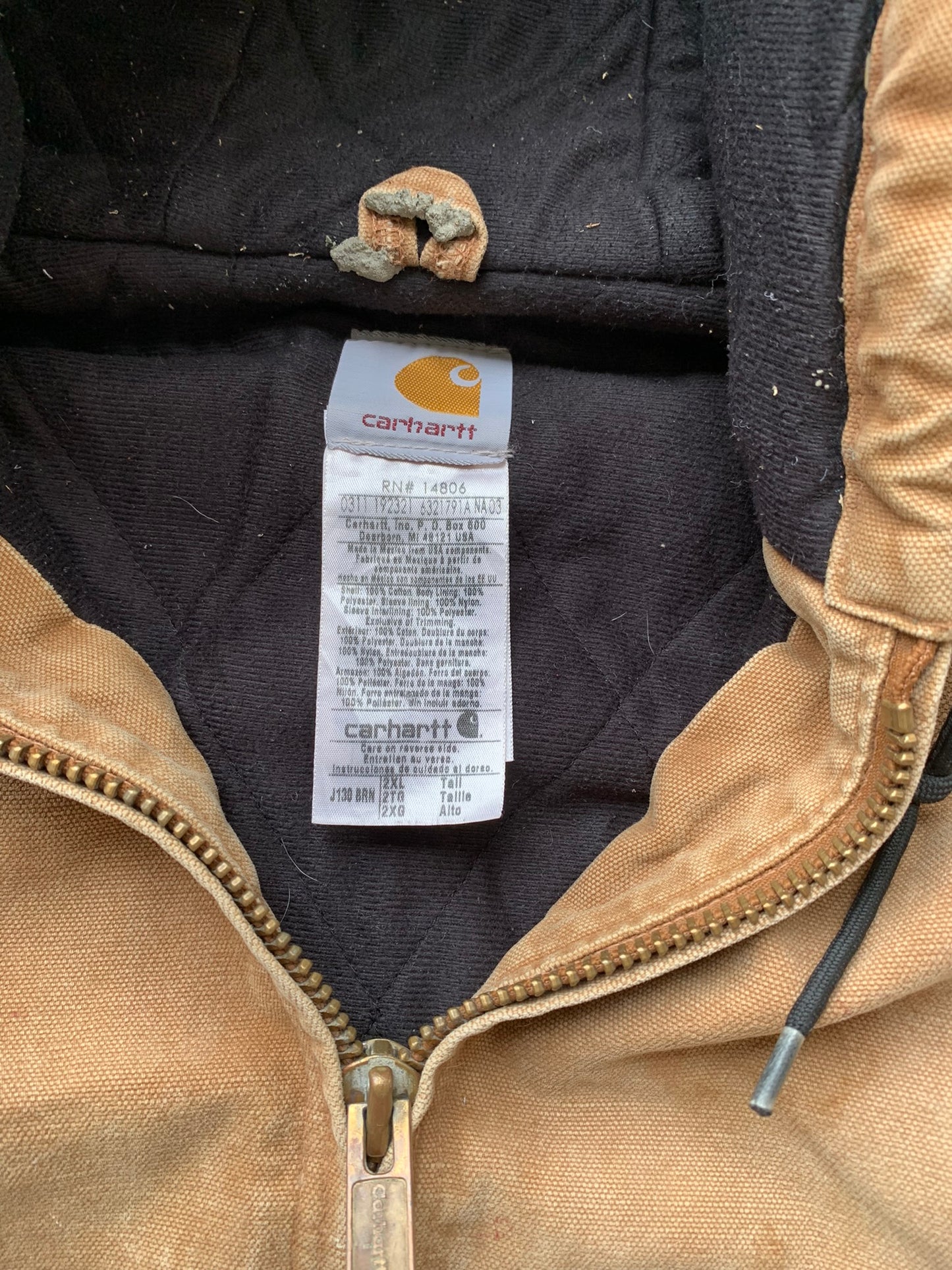 (2X) Sunfaded Tan Carhartt Hooded Jkt