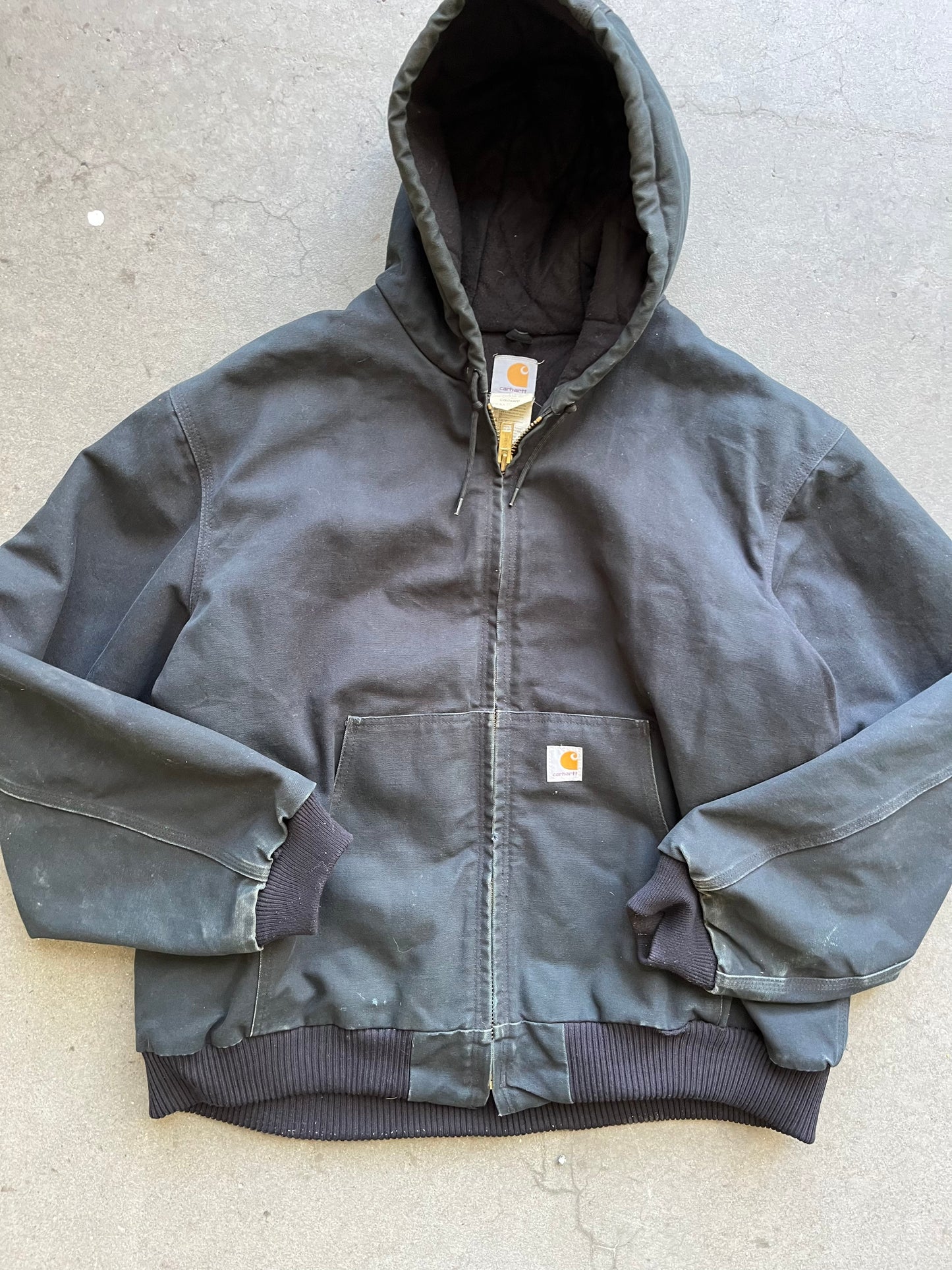 (XL) 90s Carhartt Black Hooded Jacket