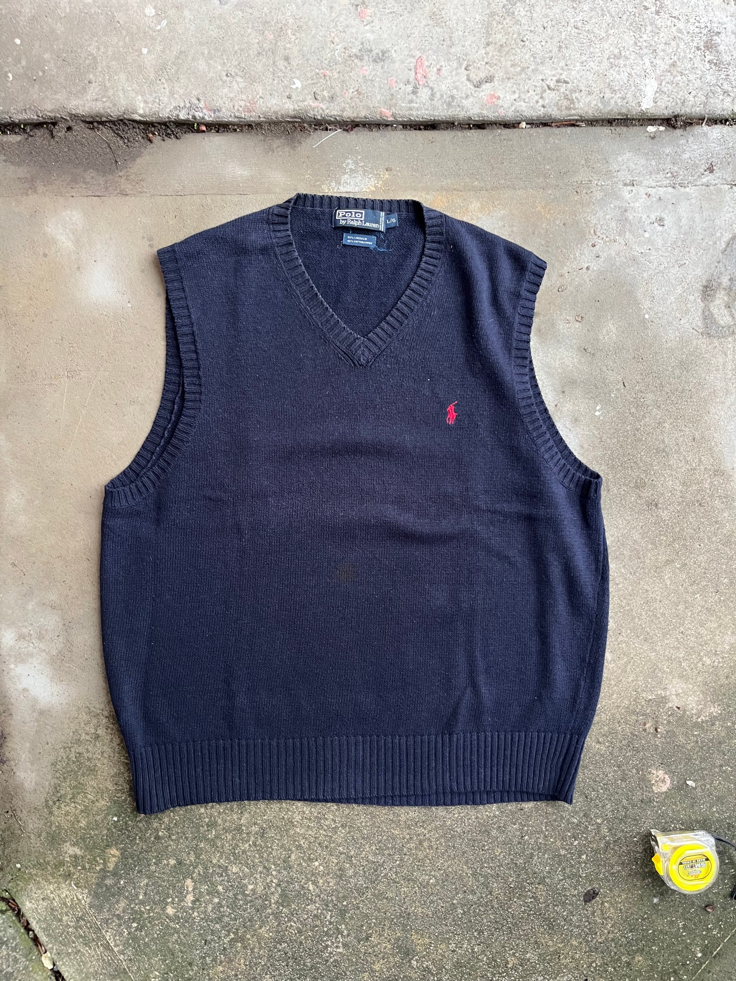 (L) 90s Polo Navy Knitted Vest