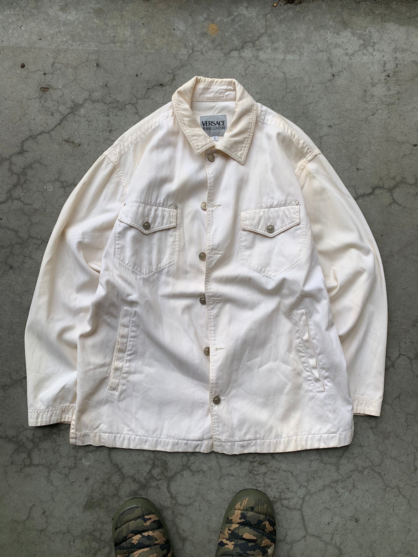 (L/XL) Versace Denim White Jacket