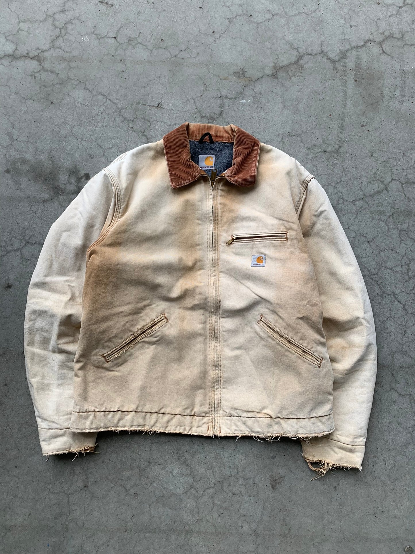 (M/L) 90’s Sunfaded Distressed Carhartt Detroit Jkt