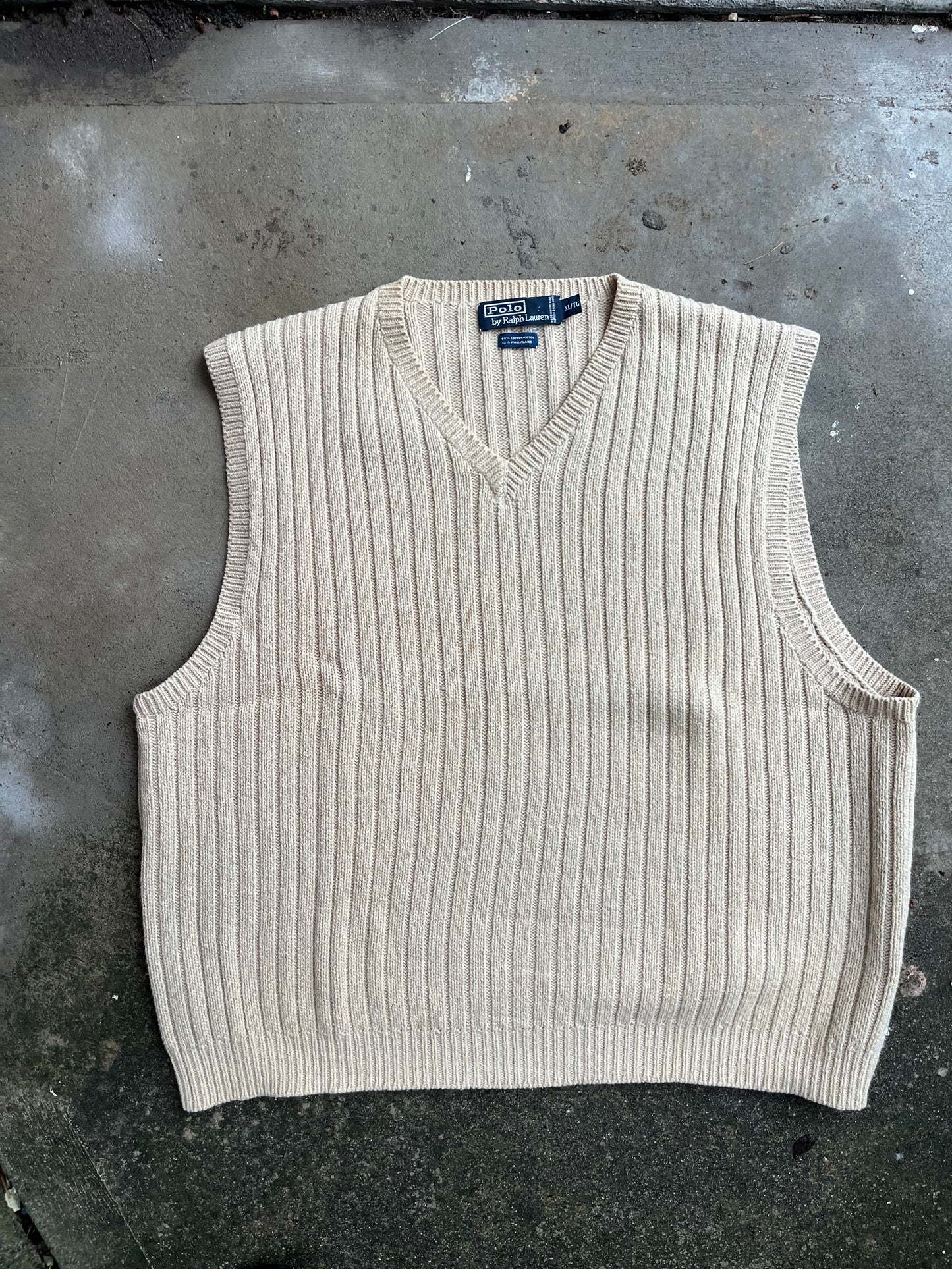 (XL) 90s Polo Cream Knitted Vest