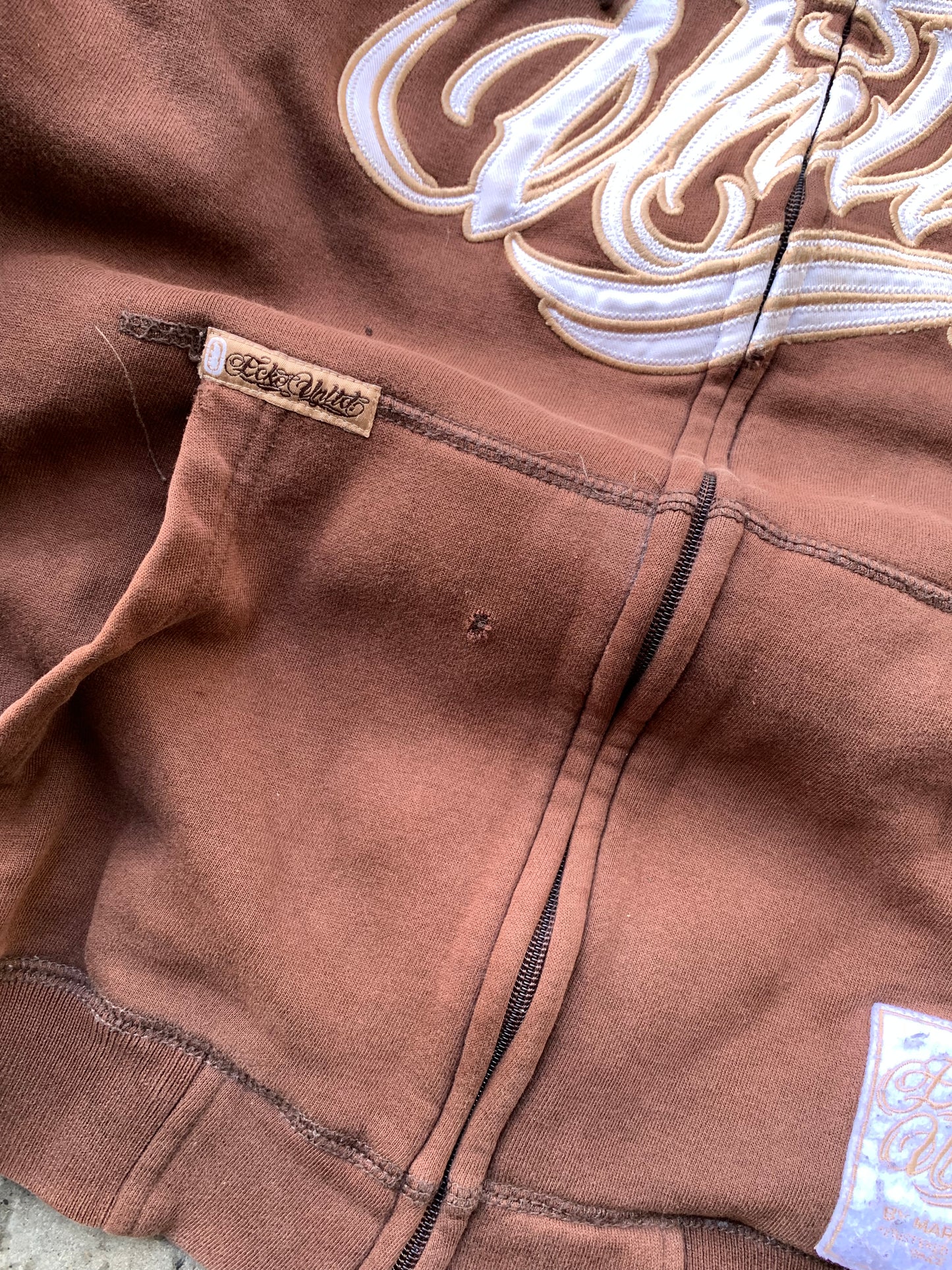 (XL) Y2K Sunfaded Brown Ecko Zip Up