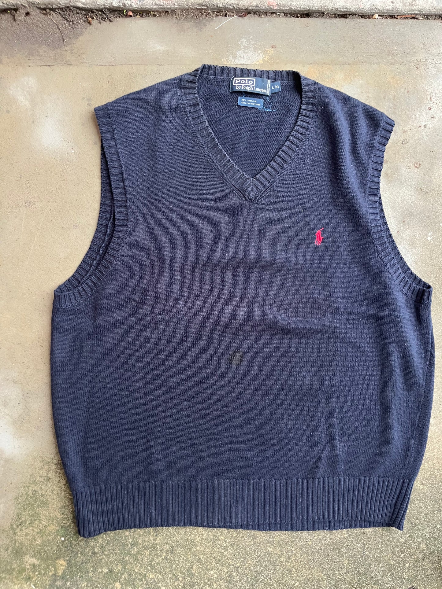 (L) 90s Polo Navy Knitted Vest