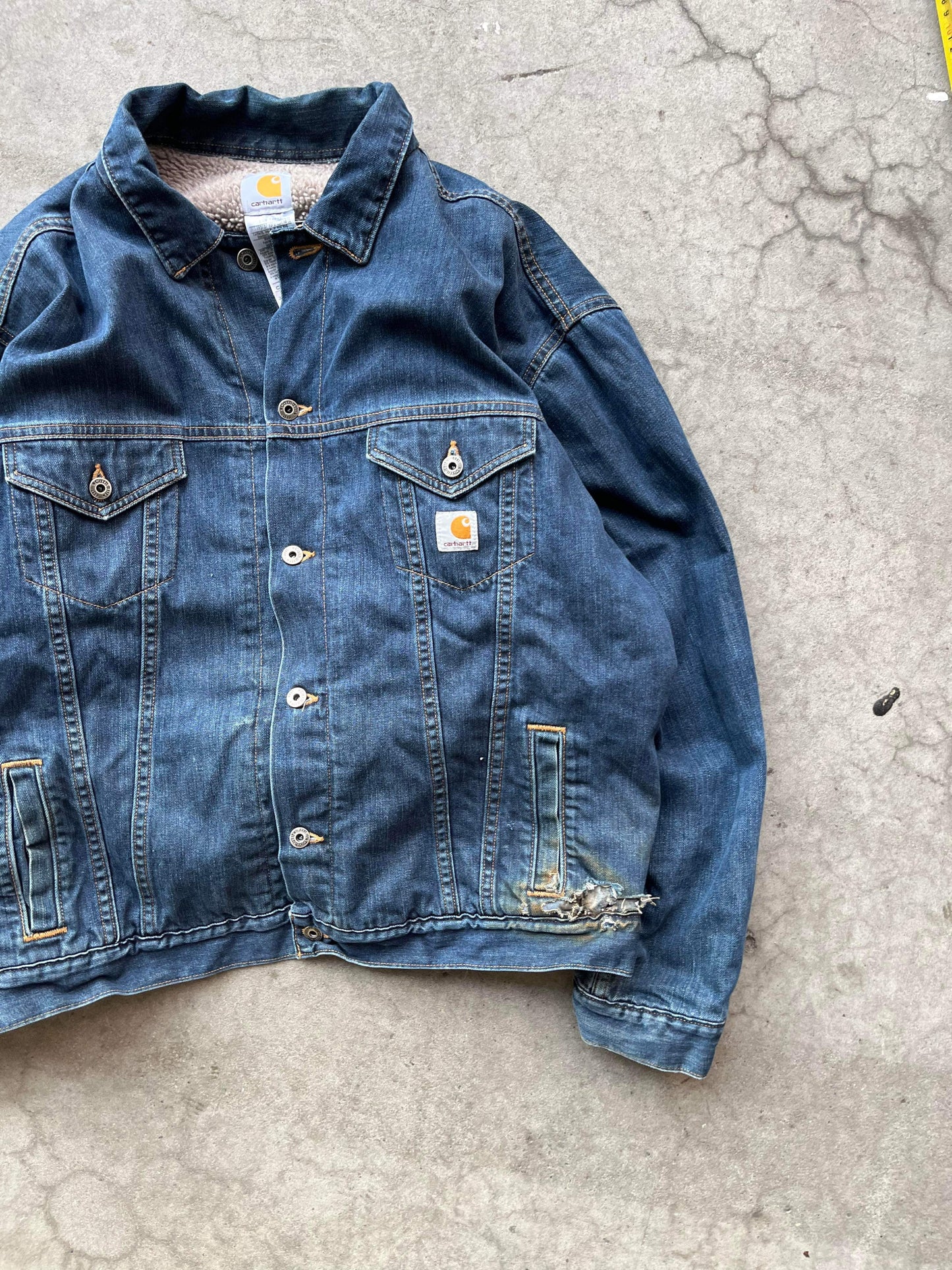 (2X/3x) Carhartt Fleece Lined Denim Jkt