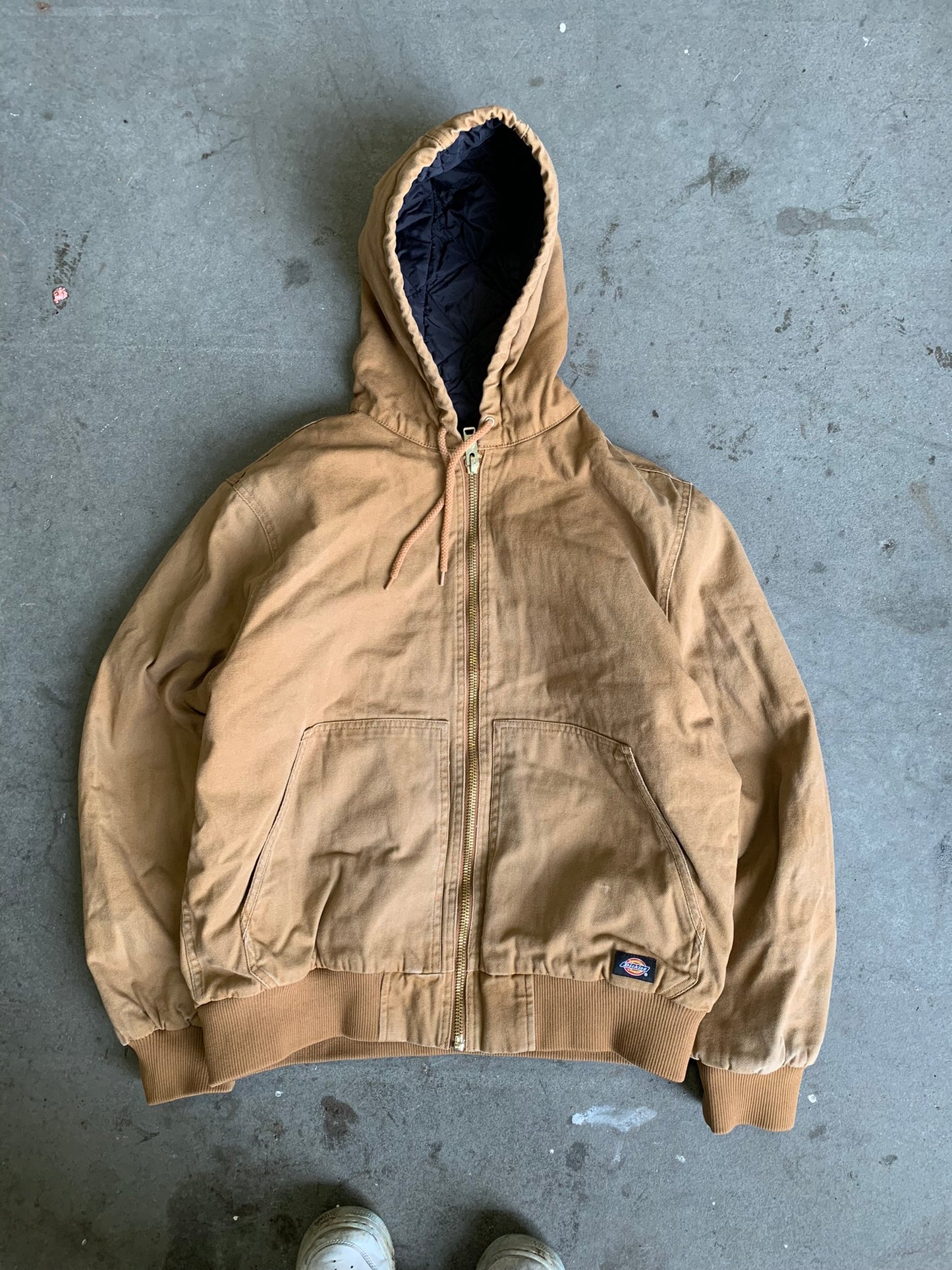 (L/XL) Vintage Sunfaded Dickies Hooded Jacket