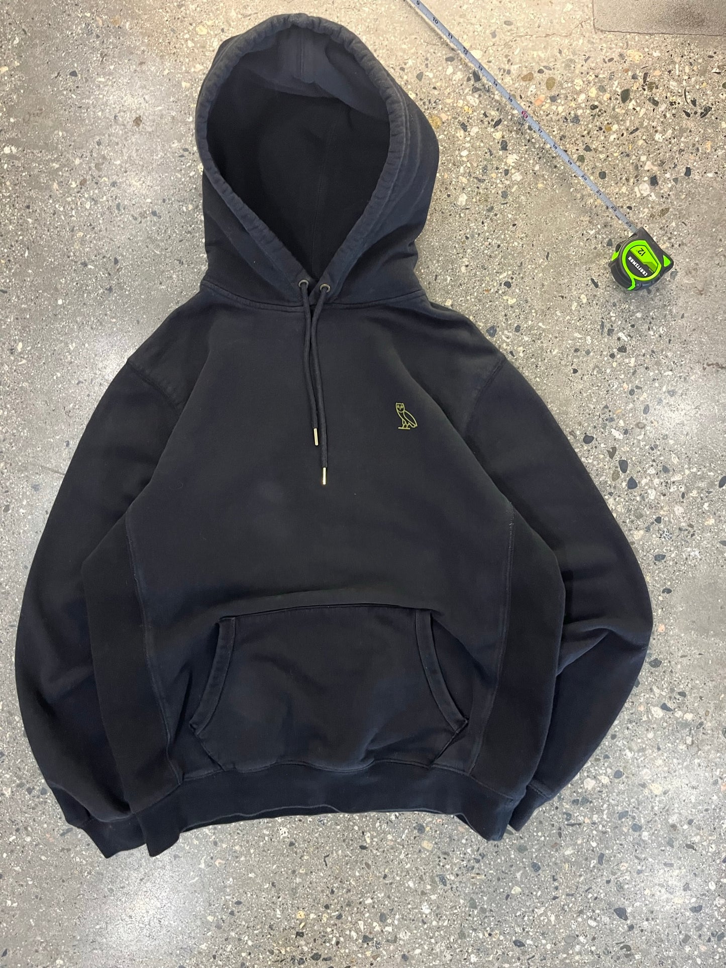 (M/L)  00's OVO Small Owl Side Logo Black Hoodie