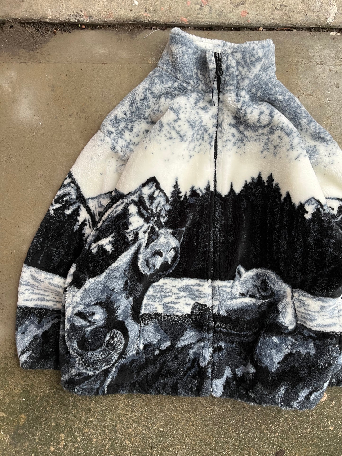 (M) 1990s Black Mountain Wolf Fleece