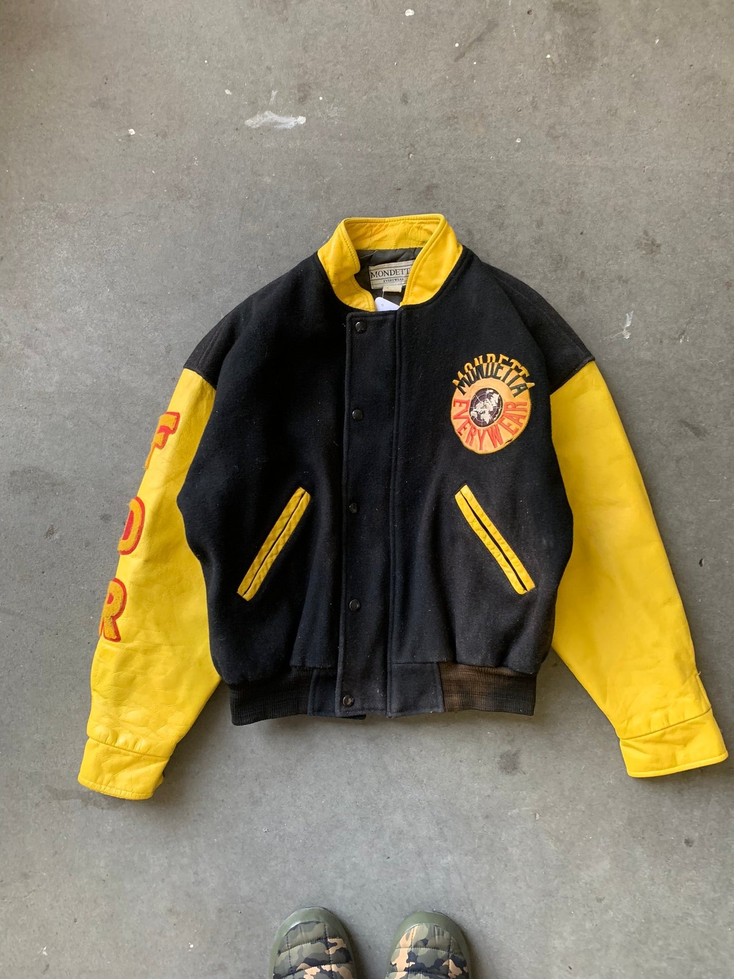 (S) Vintage Mondetta Leather Varsity Jkt