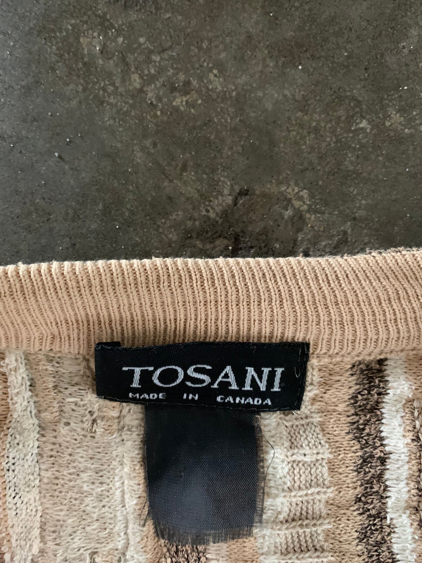 (L) 90’s Tosani Cafe Creme 3D Coogi Style Cardigan