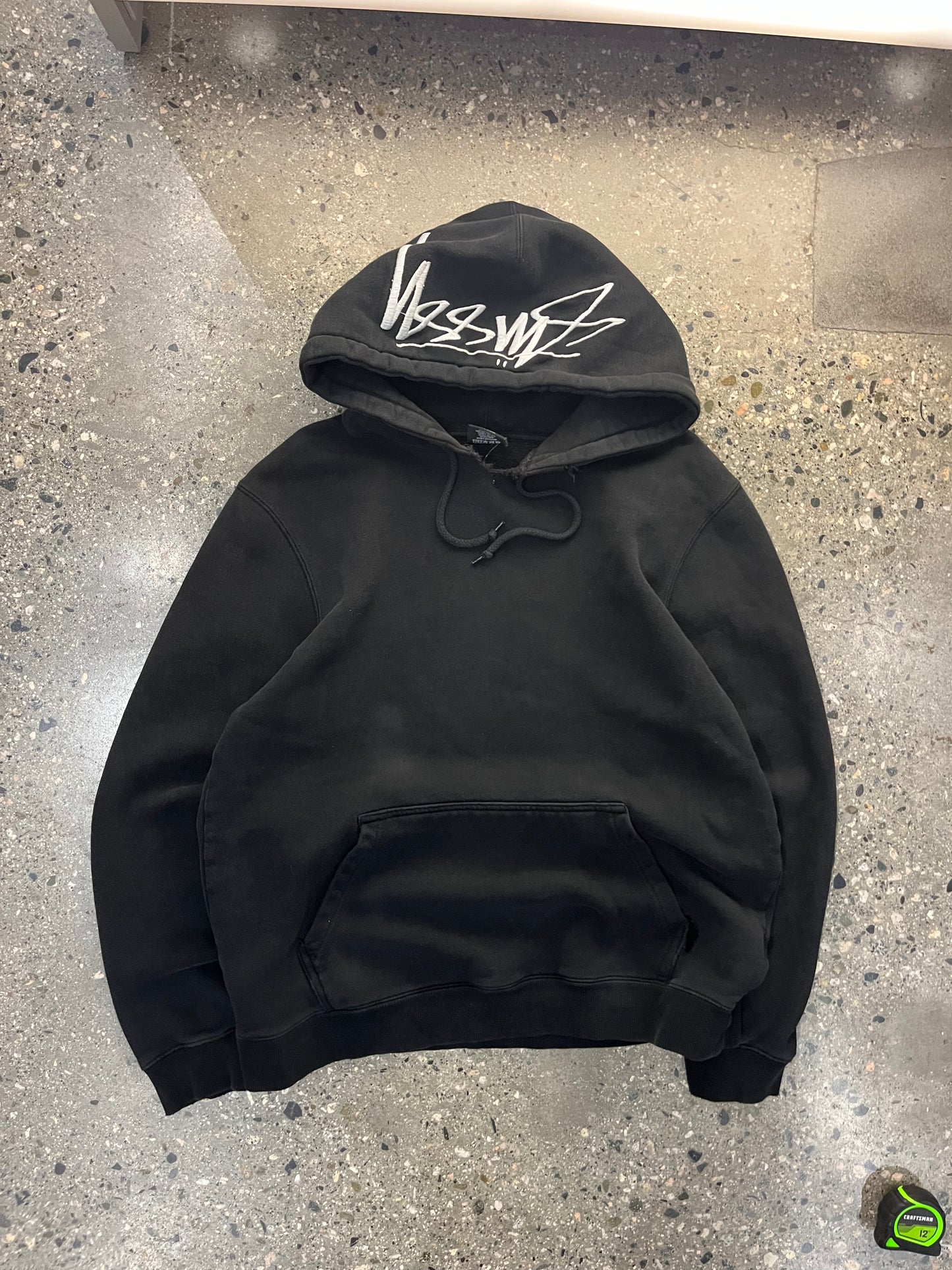 (L) Stussy Script Logo Hood Patch Hoodie