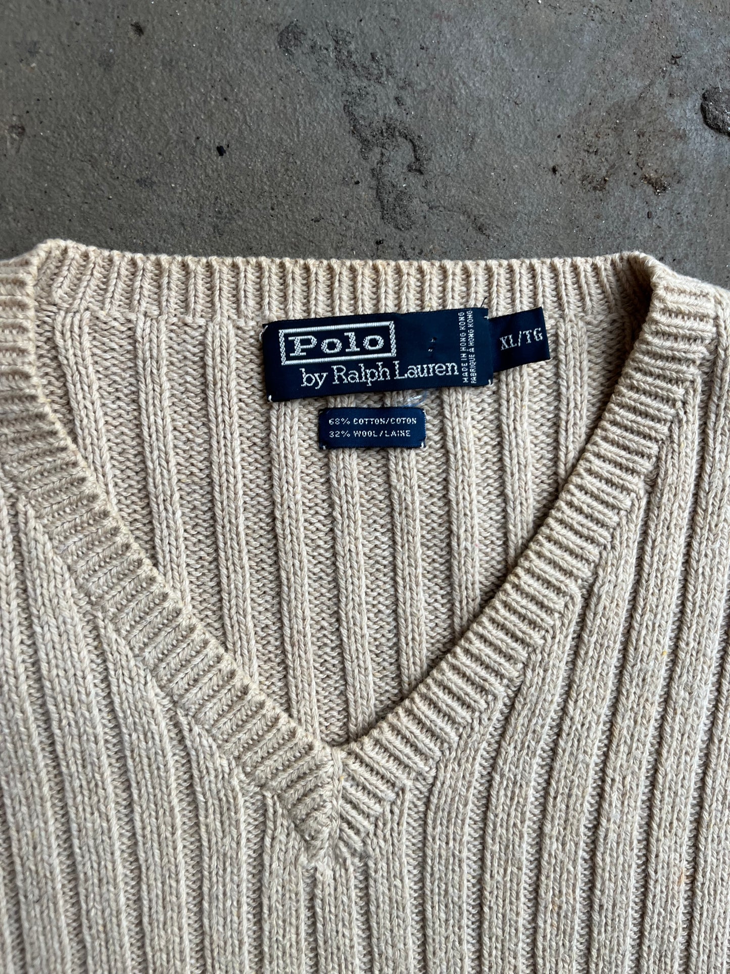 (XL) 90s Polo Cream Knitted Vest