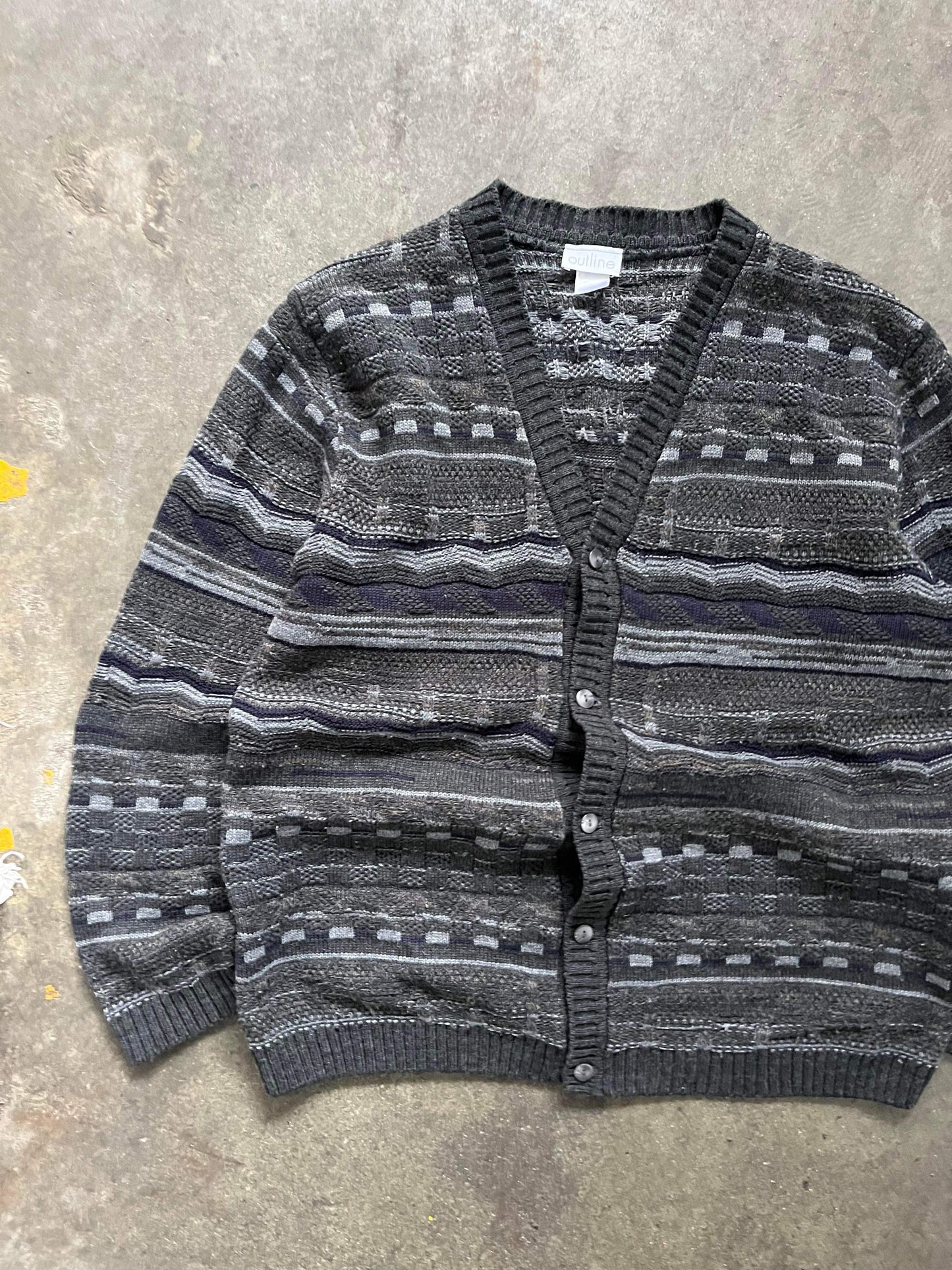(L/XL) Vintage Textured Knit Cardigan